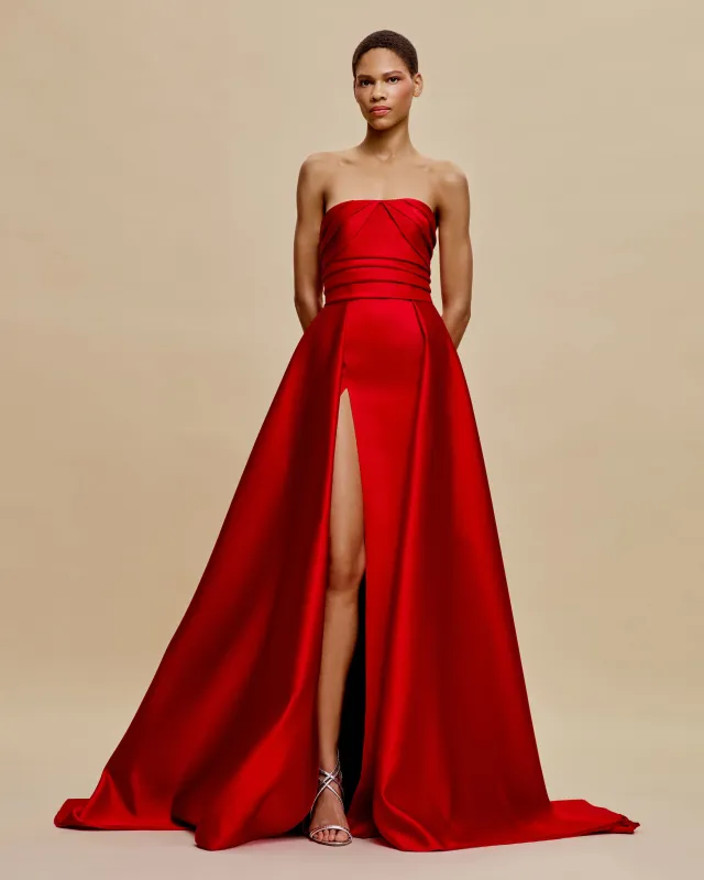 STRAPLESS DRAPED BODICE OVERSKIRT BALLGOWN sold by Naeem Khan