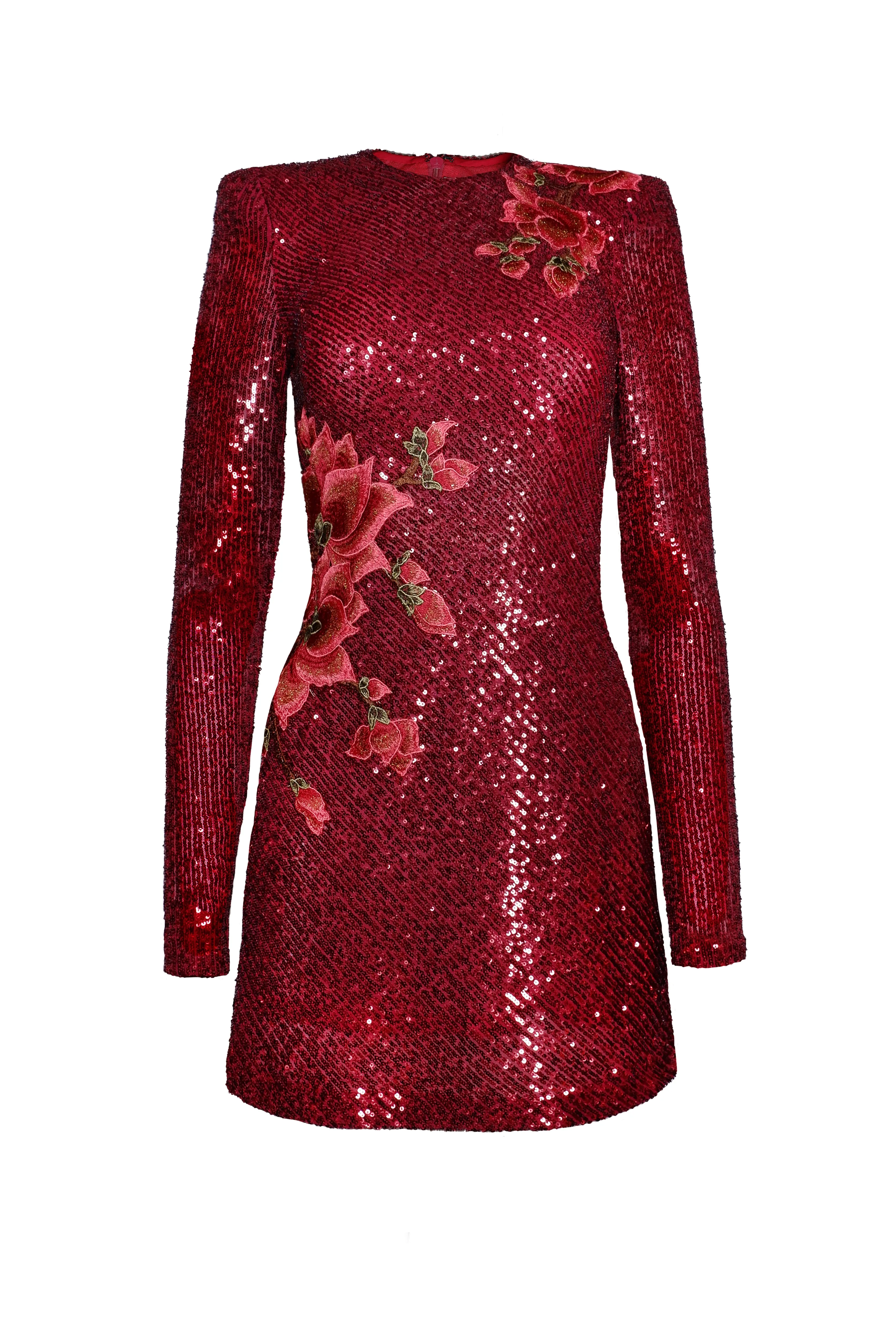 STRETCH SEQUIN JEWEL NECK DRESS WITH LONG SLEEVES sold by Naeem Khan product image thumbnail 2