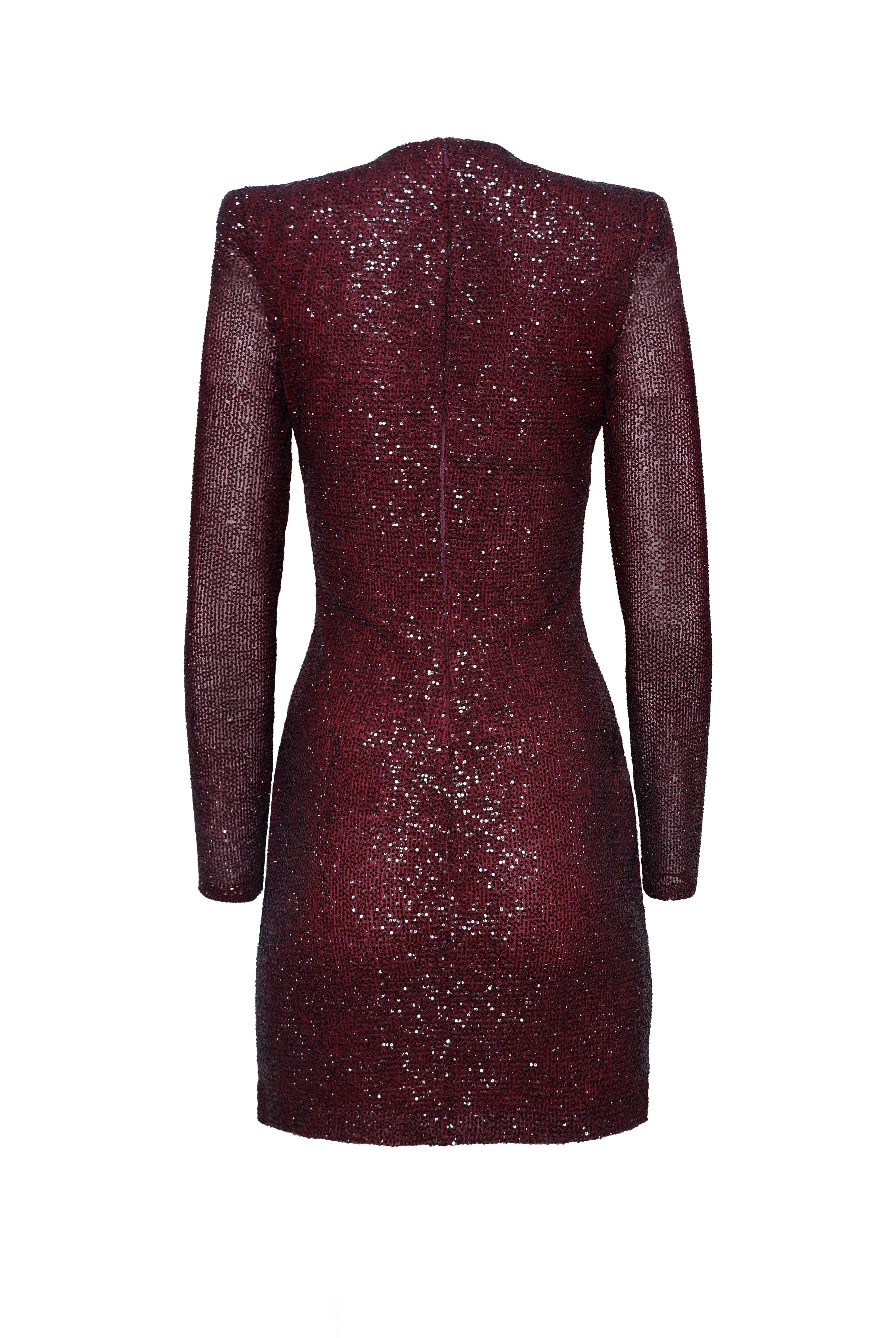 V-NECK ILLUSION NECKLINE LONG SLEEVE DRESS sold by Naeem Khan product image thumbnail 3