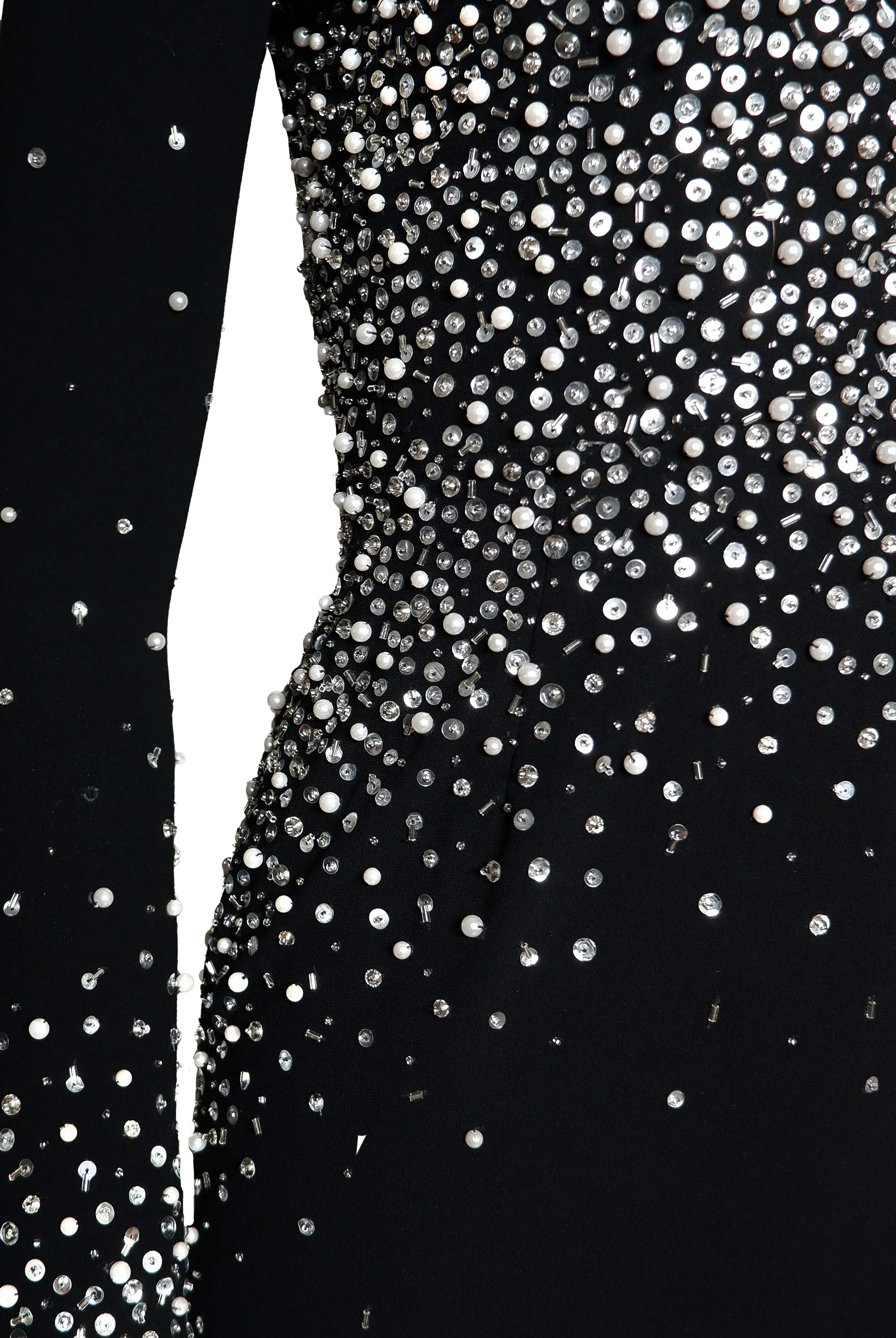 PEARL EMBELLISHED V-NECK LONG SLEEVE COLUMN GOWN sold by Naeem Khan product image thumbnail 4