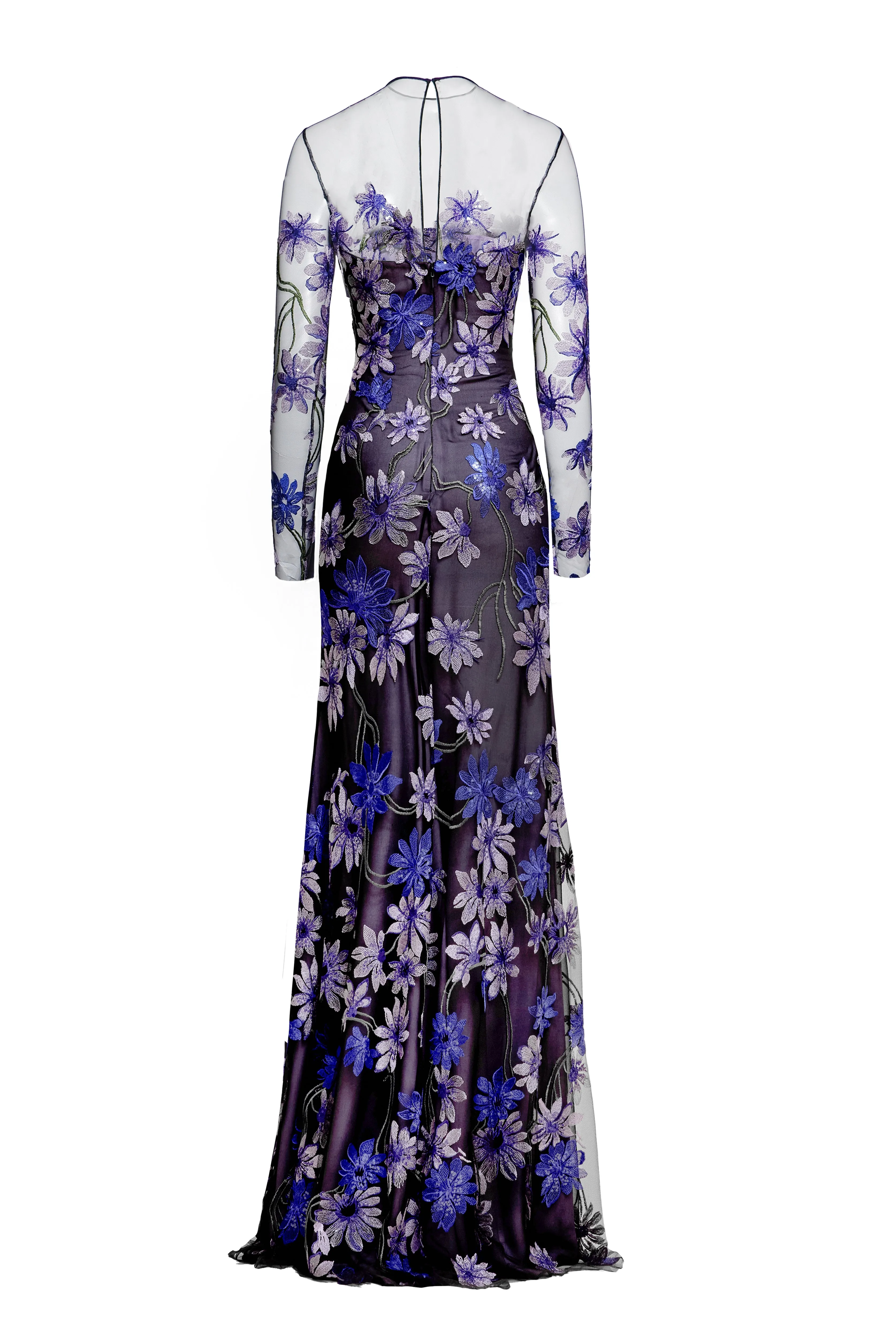 BOAT NECK FIT-AND-FLARE GOWN WITH LONG SLEEVES sold by Naeem Khan product image thumbnail 3