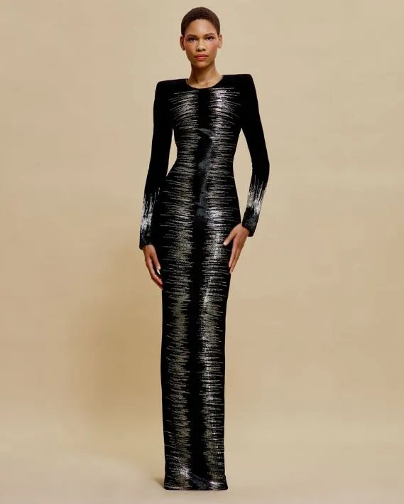 FRONT EMBELLISHED COLUMN GOWN sold by Naeem Khan