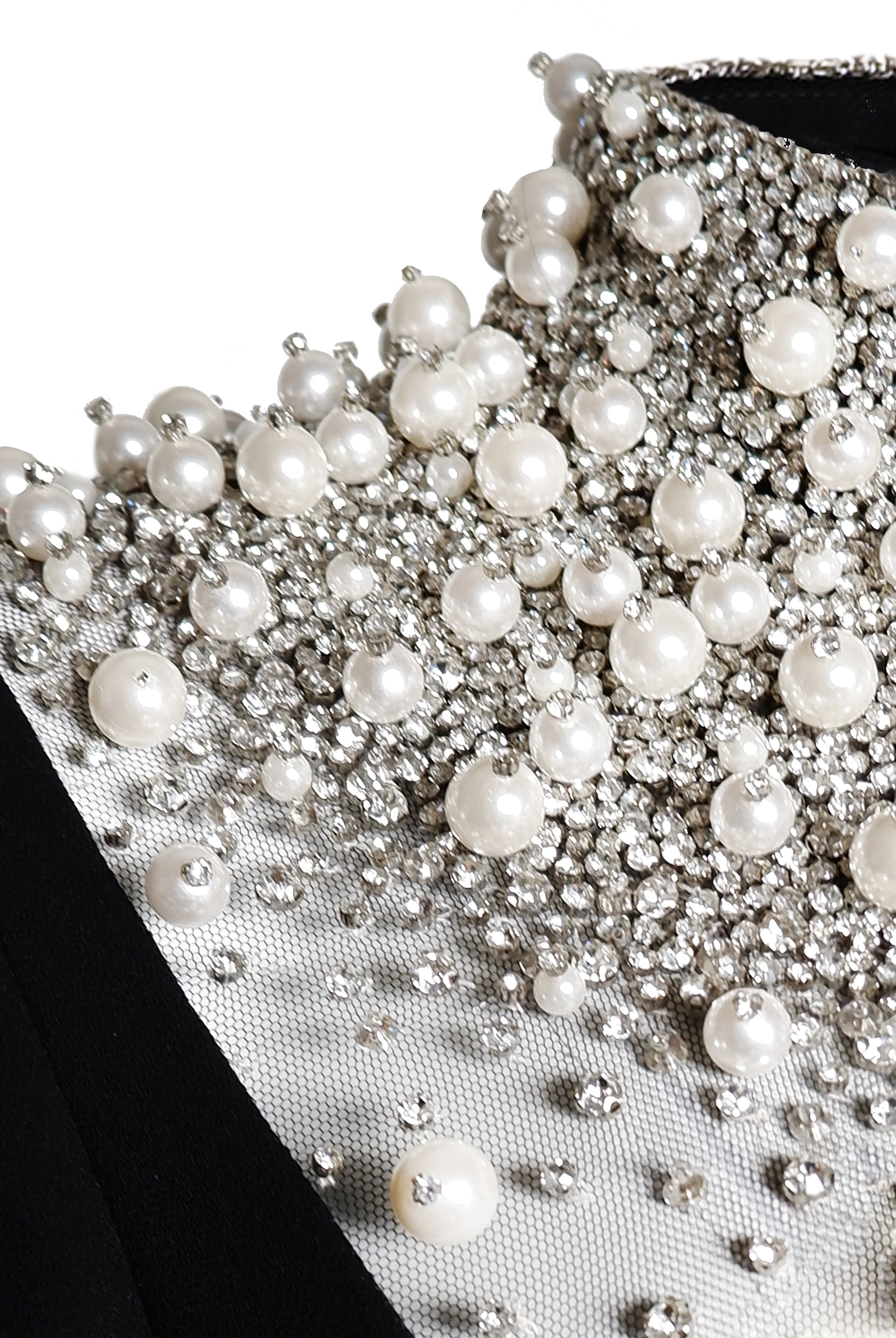 PEARL EMBELLISHED NECKLINE FIT-AND-FLARE GOWN WITH CAP SLEEVES sold by Naeem Khan product image thumbnail 4