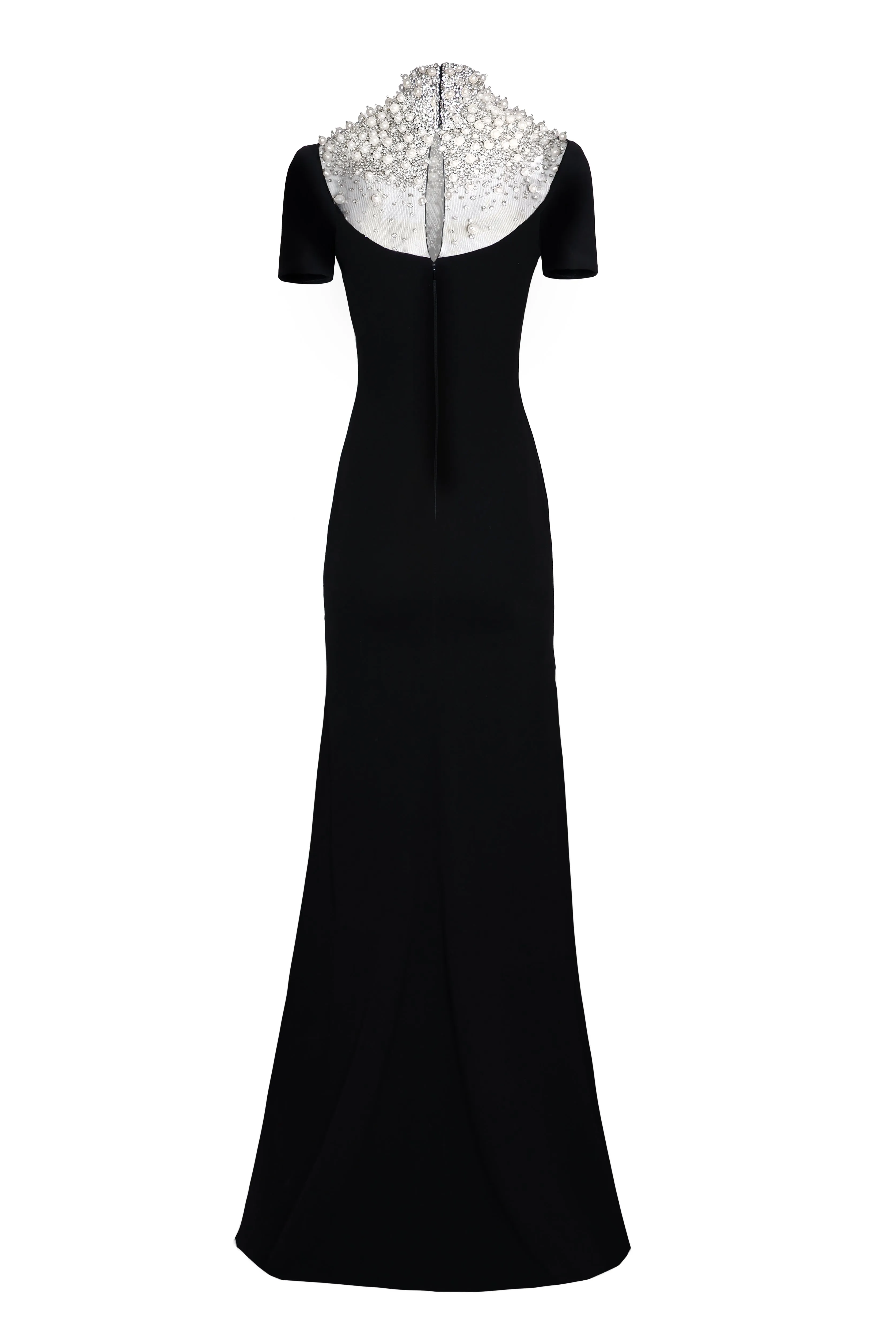 PEARL EMBELLISHED NECKLINE FIT-AND-FLARE GOWN WITH CAP SLEEVES sold by Naeem Khan product image thumbnail 3