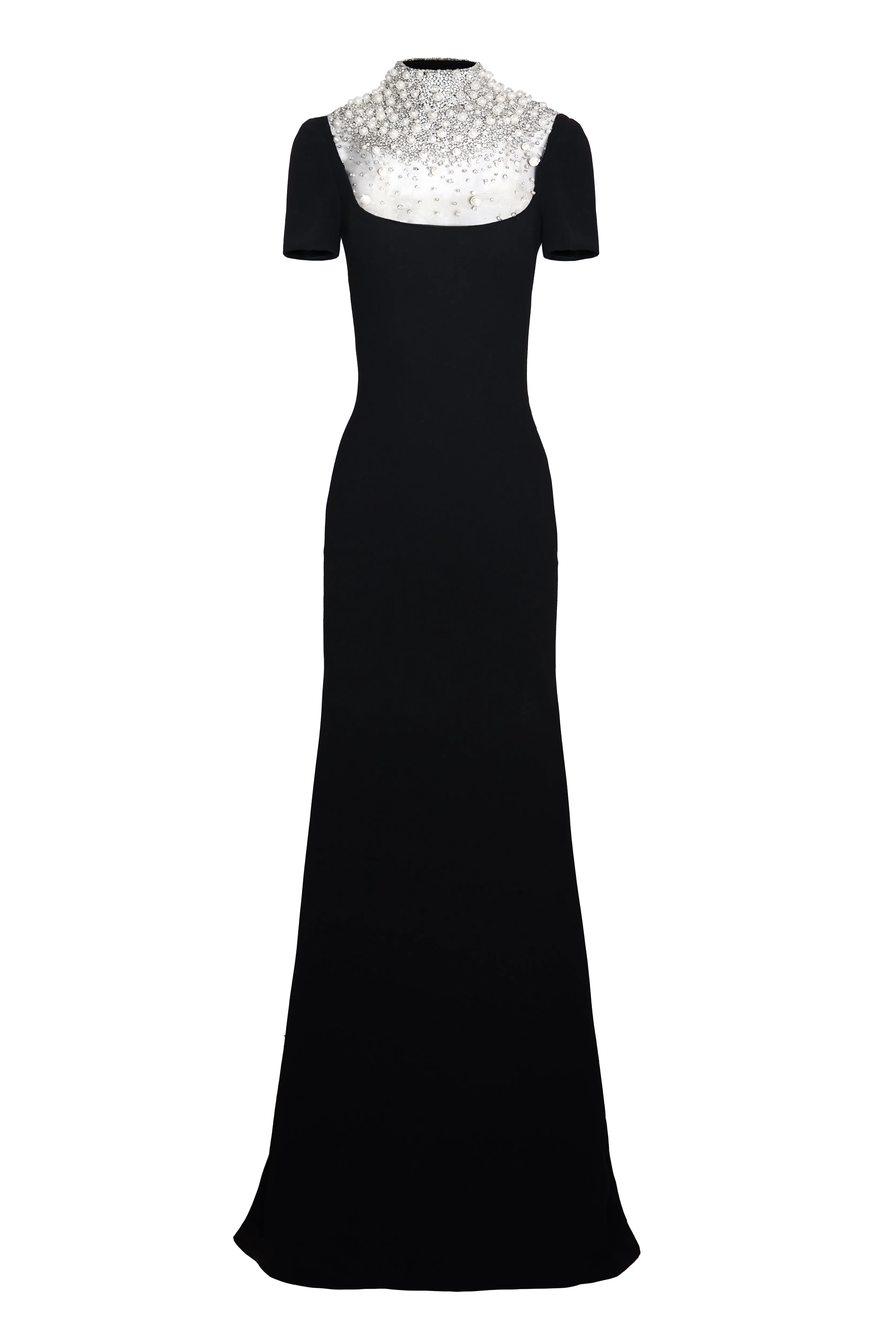 PEARL EMBELLISHED NECKLINE FIT-AND-FLARE GOWN WITH CAP SLEEVES sold by Naeem Khan product image thumbnail 2
