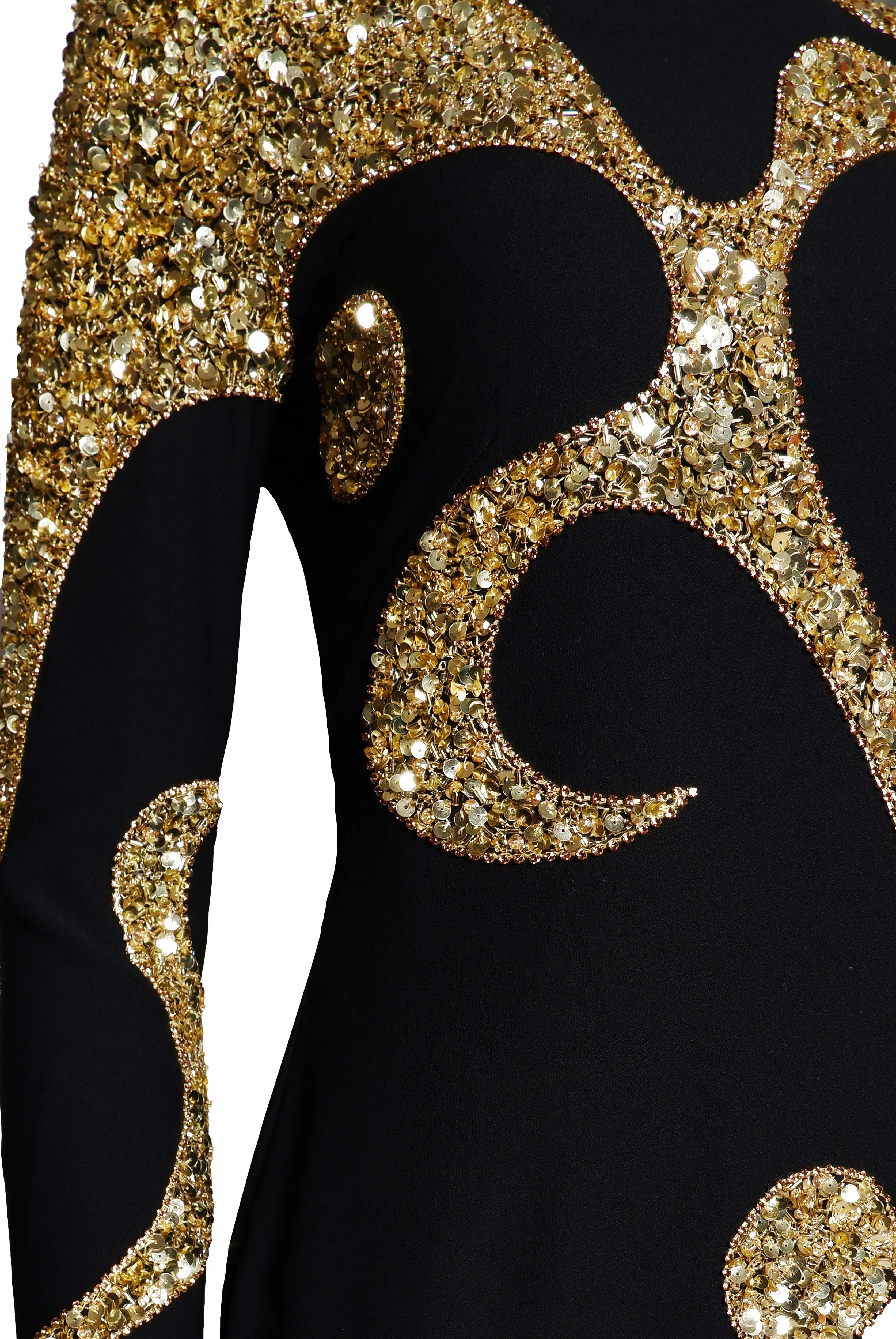 BEADED JEWEL NECK COLUMN GOWN WITH LONG SLEEVES sold by Naeem Khan product image thumbnail 4