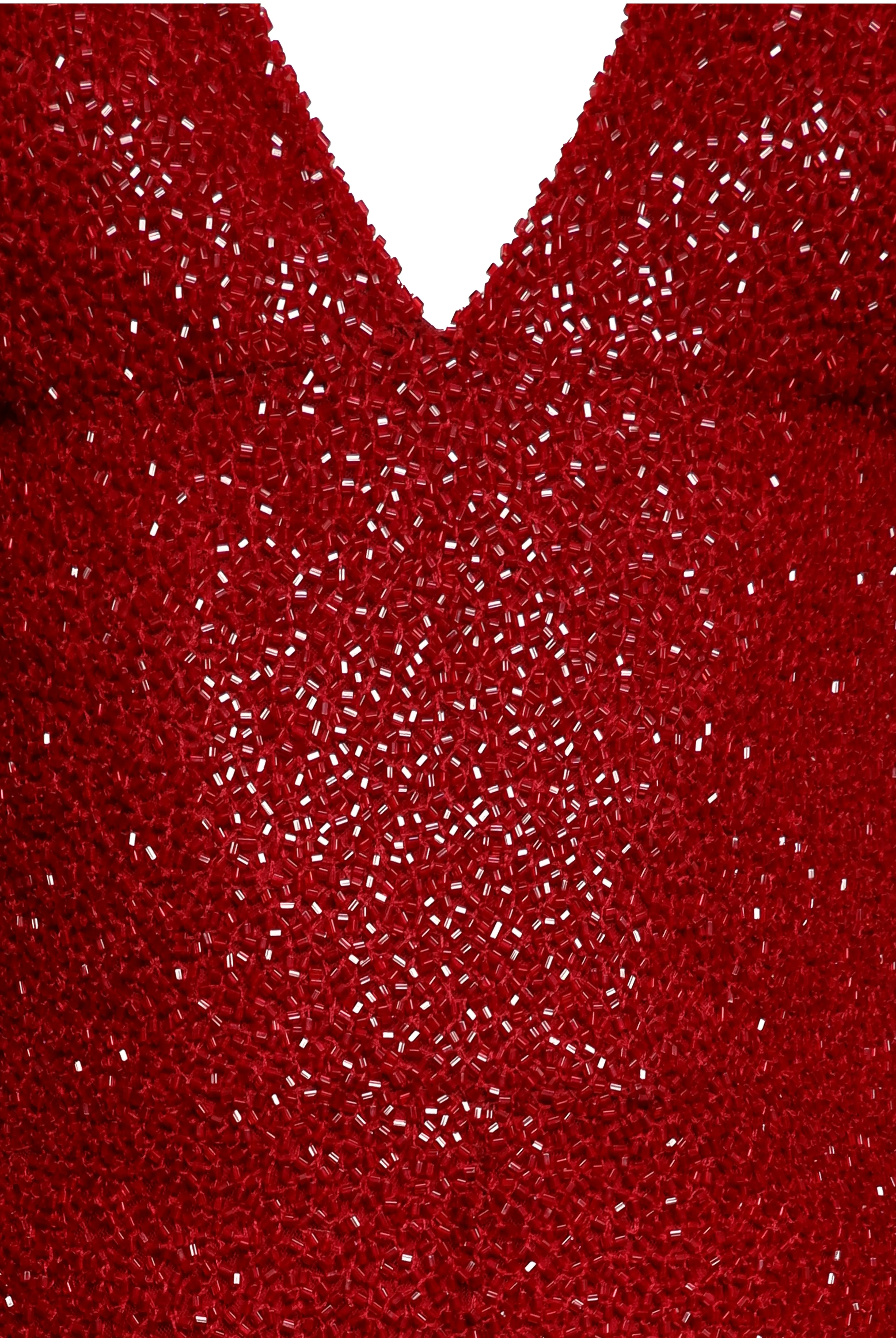 BEADED V-NECK EMPIRE WAIST GOWN WITH LONG SLEEVES AND CENTER SLIT sold by Naeem Khan product image thumbnail 4