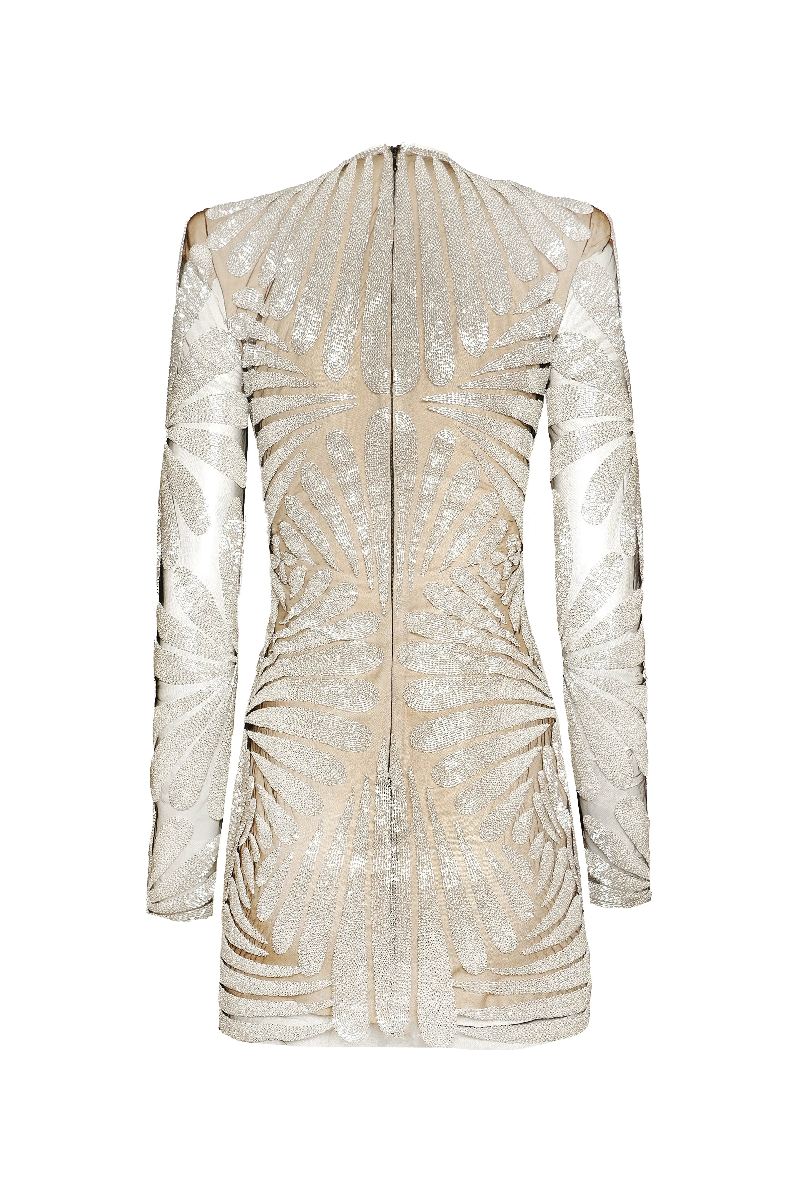 BEADED JEWEL NECK LONG SLEEVE DRESS sold by Naeem Khan product image thumbnail 3