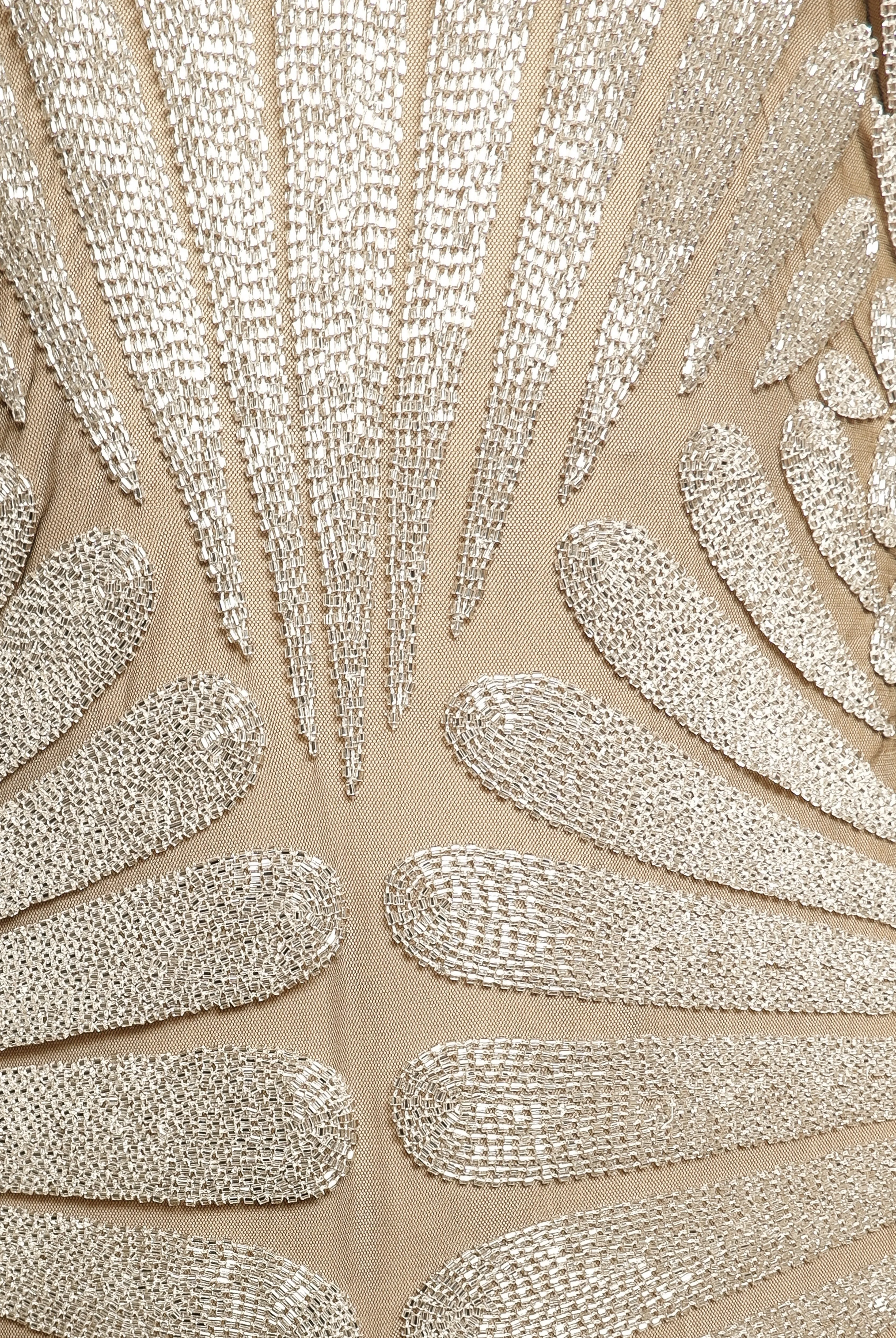 BEADED JEWEL NECK LONG SLEEVE DRESS sold by Naeem Khan product image thumbnail 4