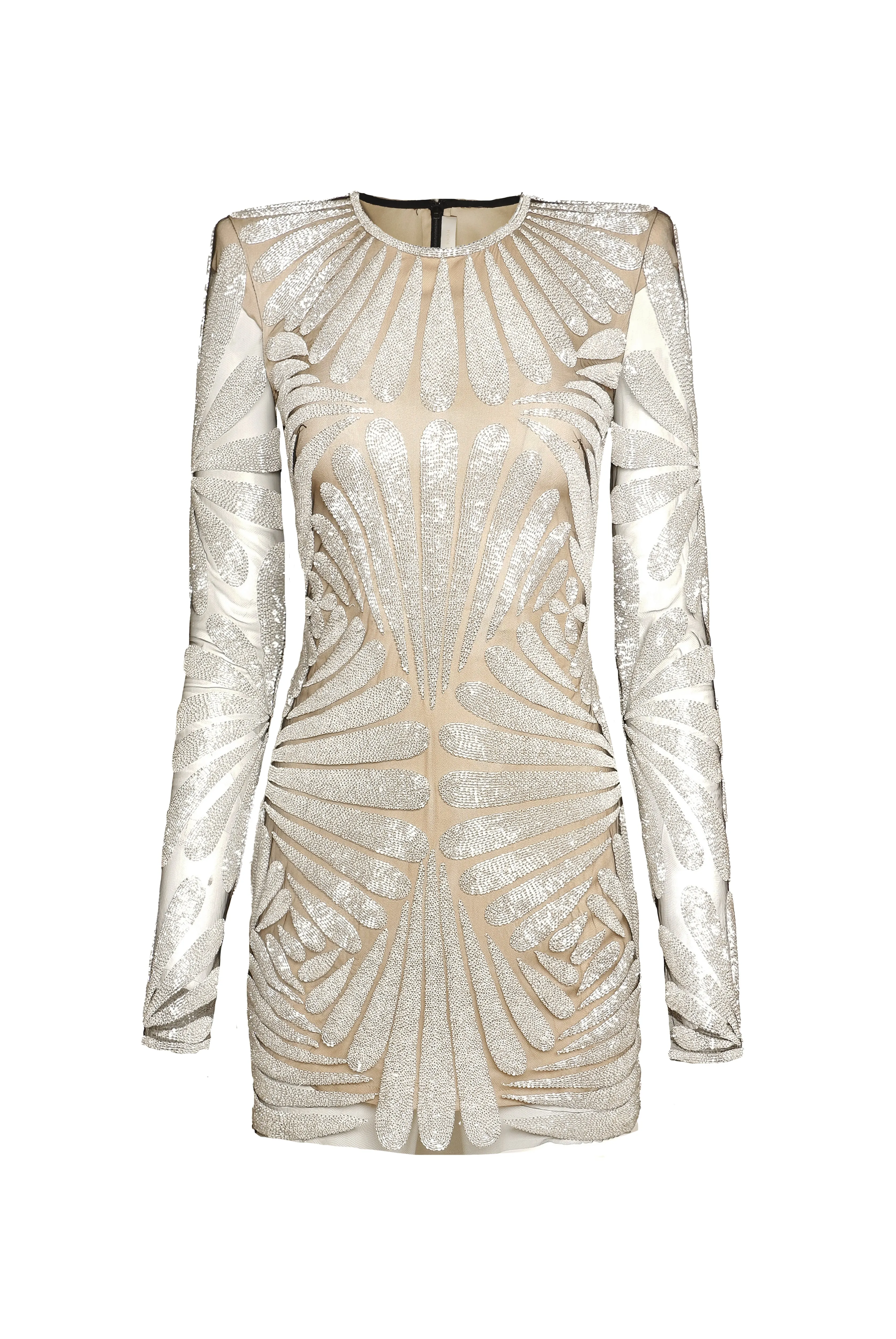 BEADED JEWEL NECK LONG SLEEVE DRESS sold by Naeem Khan product image thumbnail 2