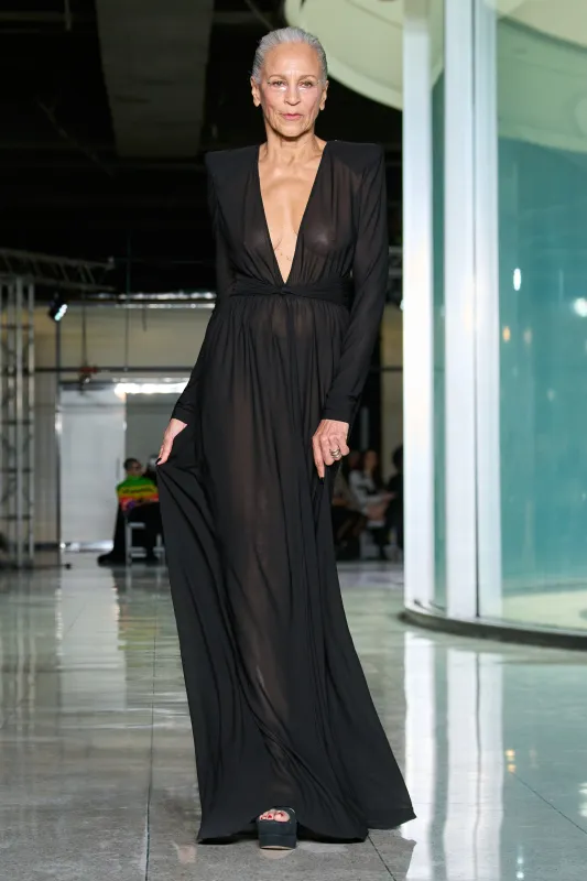 JERSEY V NECK GOWN WITH BACK EMBROIDERY DETAIL sold by Naeem Khan