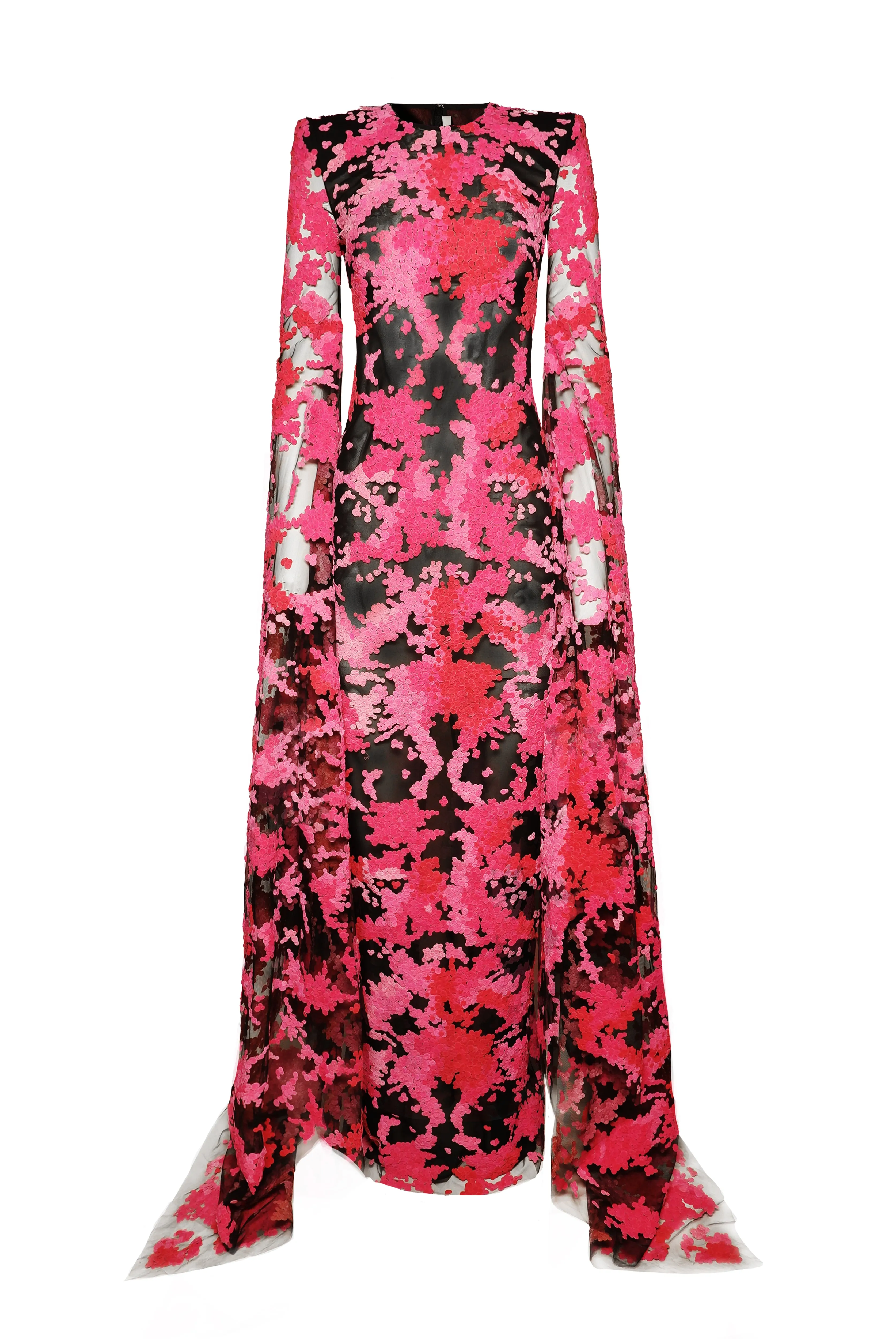 VELVET EMBELLISHED GOWN WITH CASCADING SLEEVES sold by Naeem Khan product image thumbnail 2