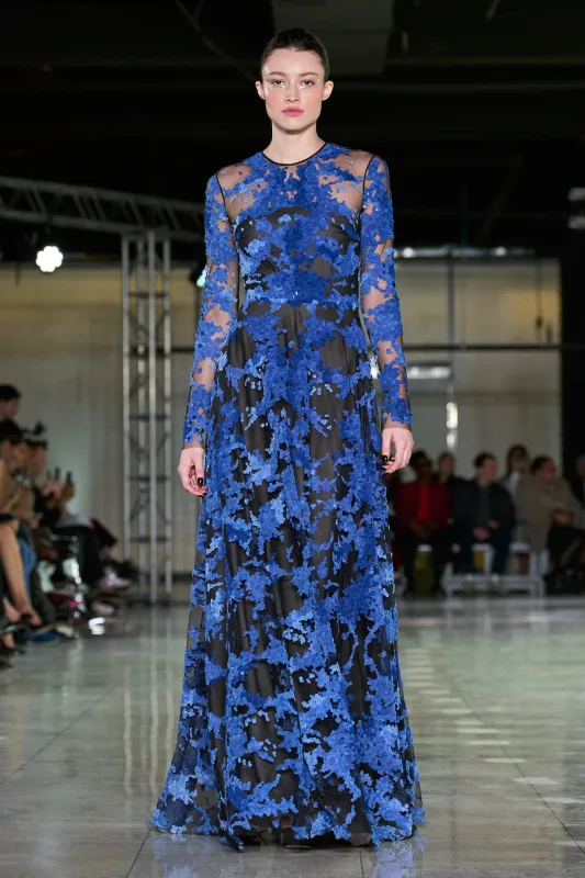 VELVET EMBELLISHED GOWN WITH LONG SLEEVES sold by Naeem Khan