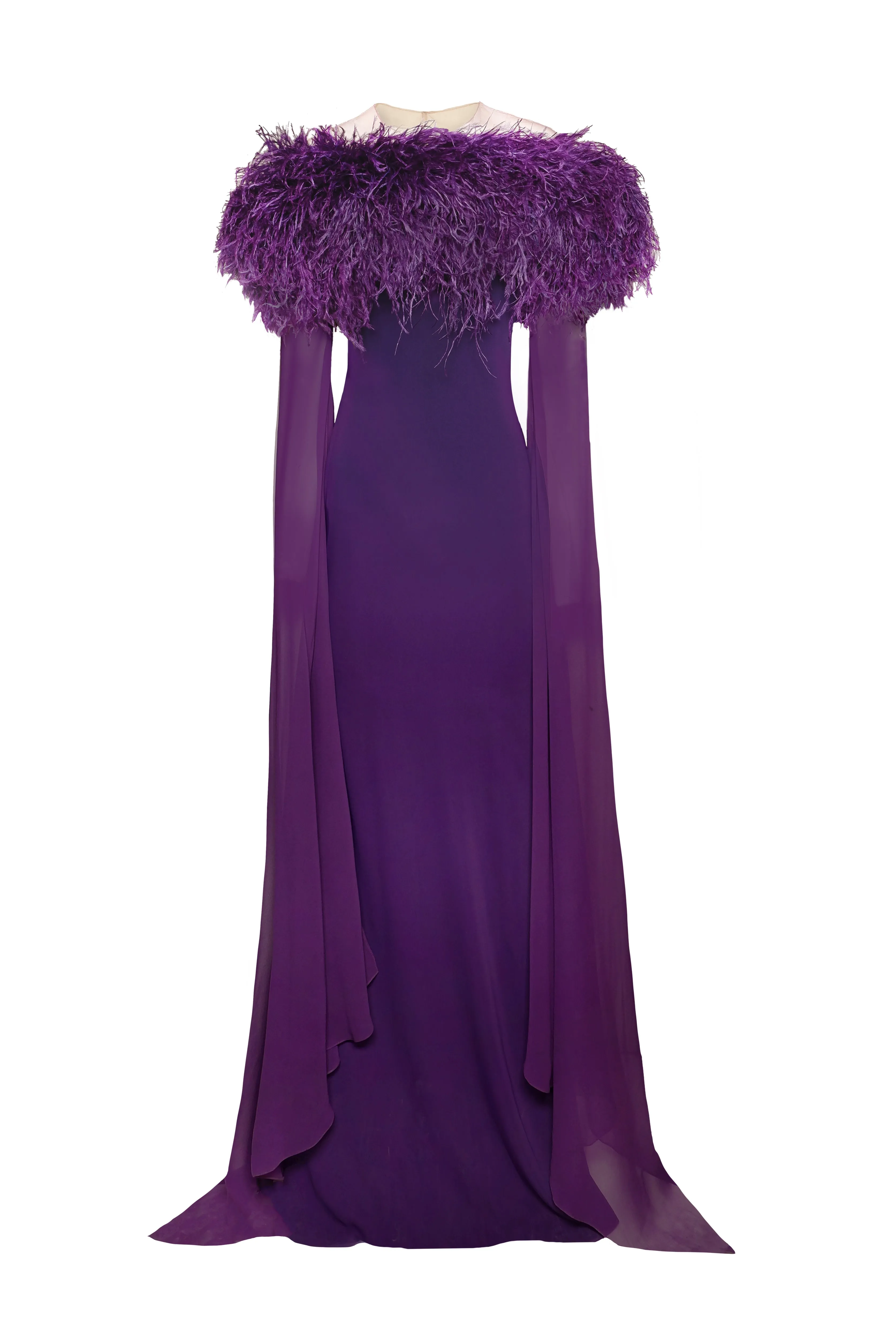 CREPE GOWN WITH FEATHER DETAIL sold by Naeem Khan product image thumbnail 2