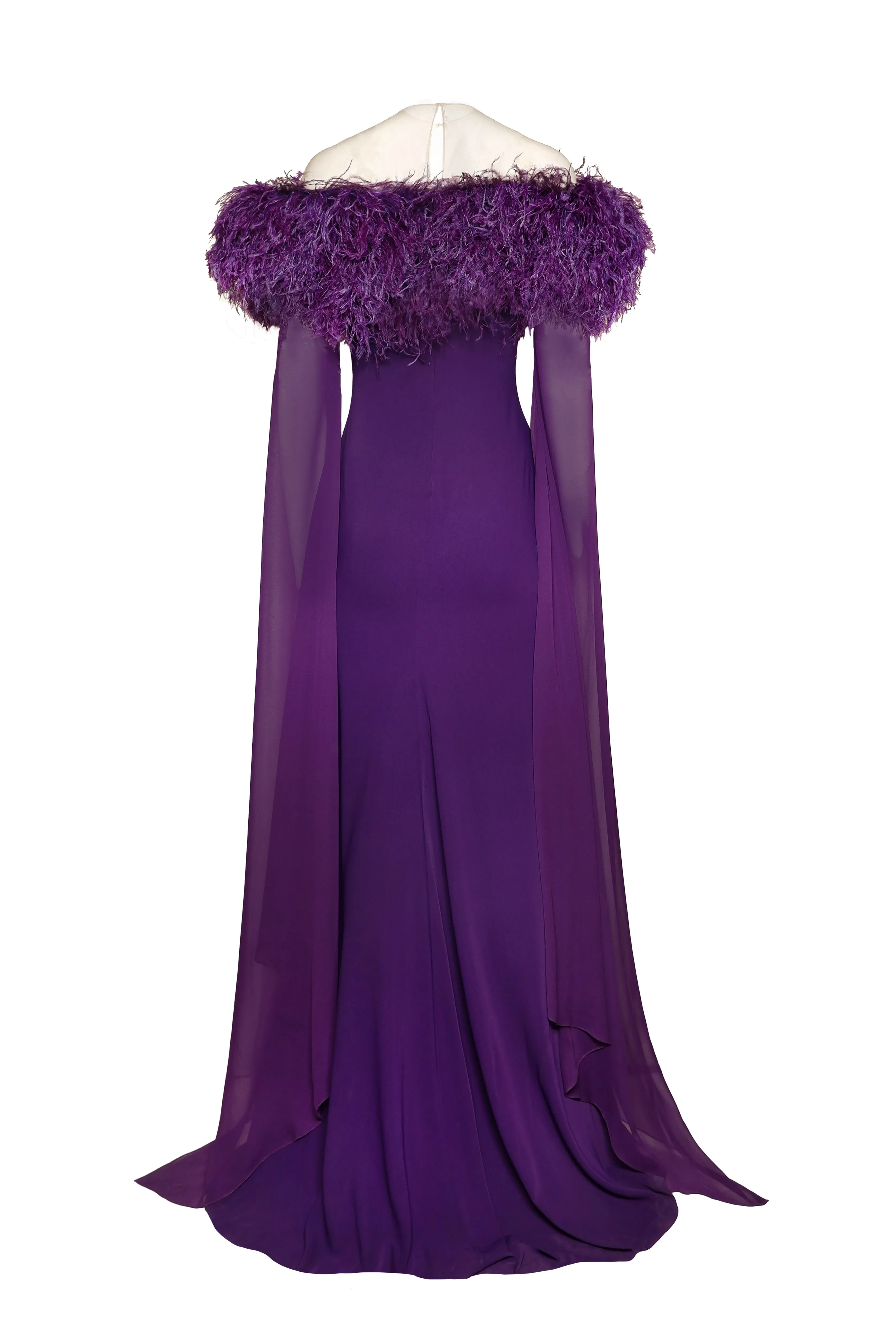 CREPE GOWN WITH FEATHER DETAIL sold by Naeem Khan product image thumbnail 3