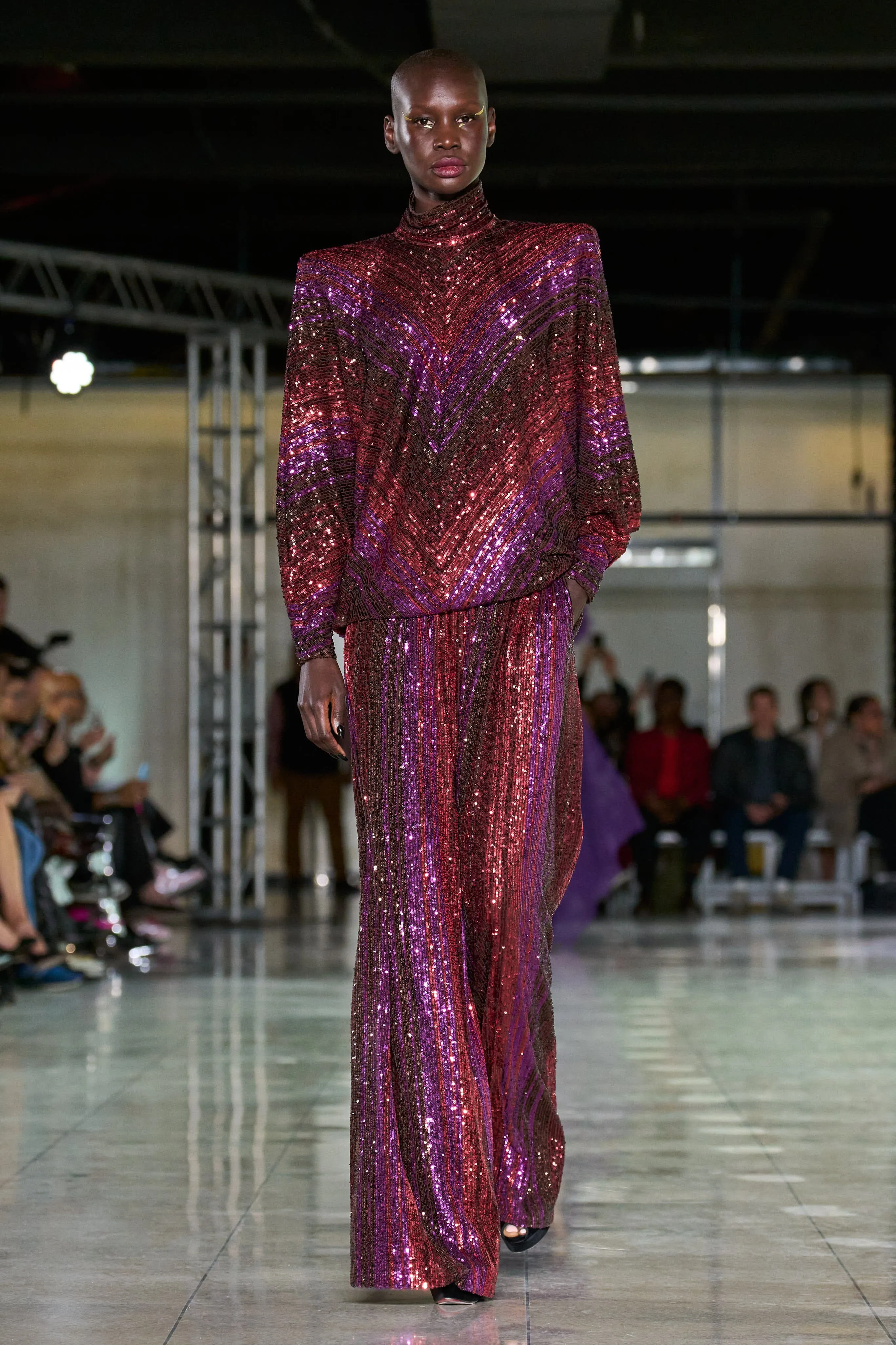 STRETCH SEQUIN WIDE LEG PANT sold by Naeem Khan