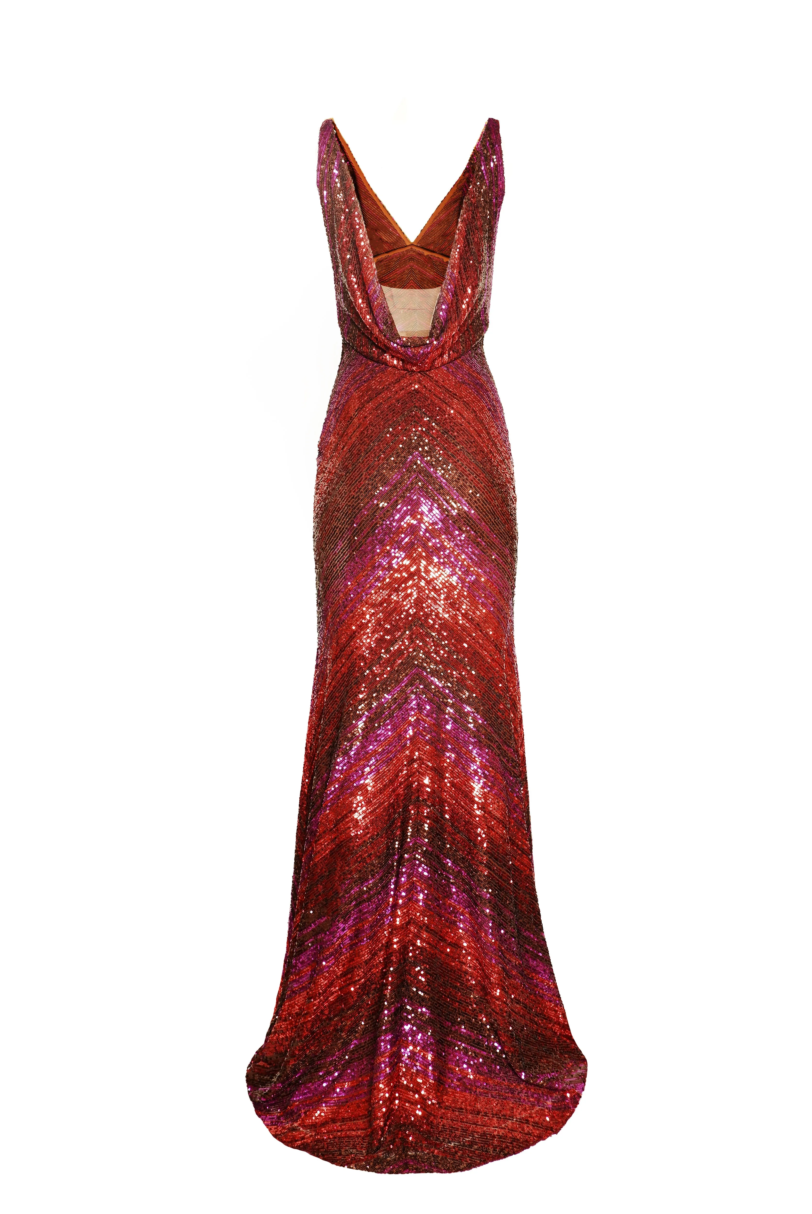 STRETCH SEQUIN EMPIRE WAIST V-NECK GOWN sold by Naeem Khan product image thumbnail 2