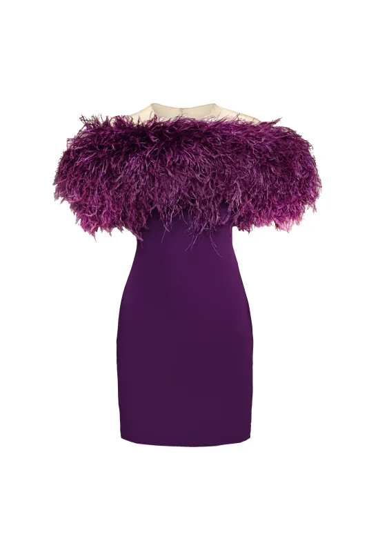 CREPE DRESS WITH FEATHER DETAIL made by Naeem Khan