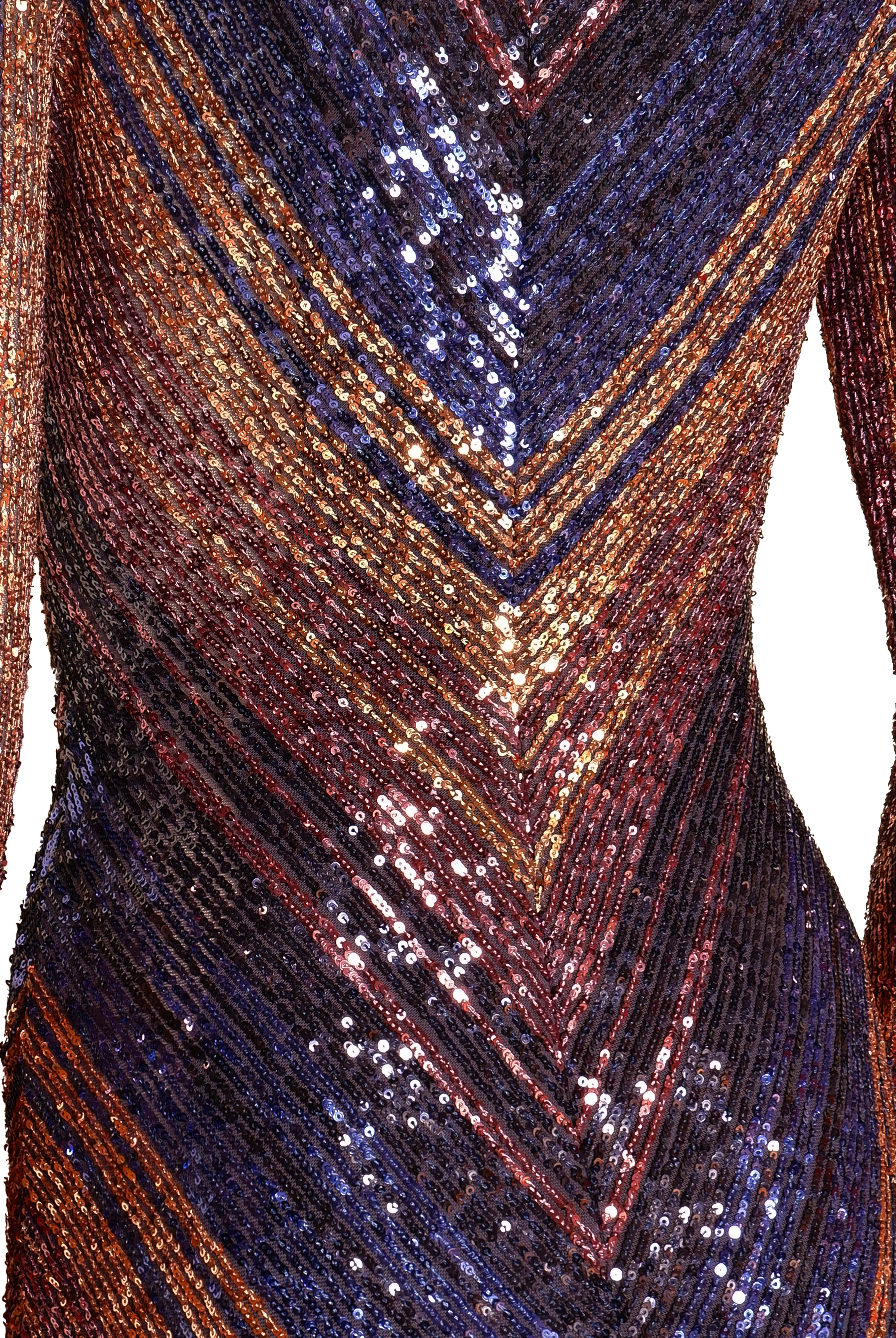 L/S V-NECK FIT AND FLARE GOWN BIAS WITH CF SEAM sold by Naeem Khan product image thumbnail 3