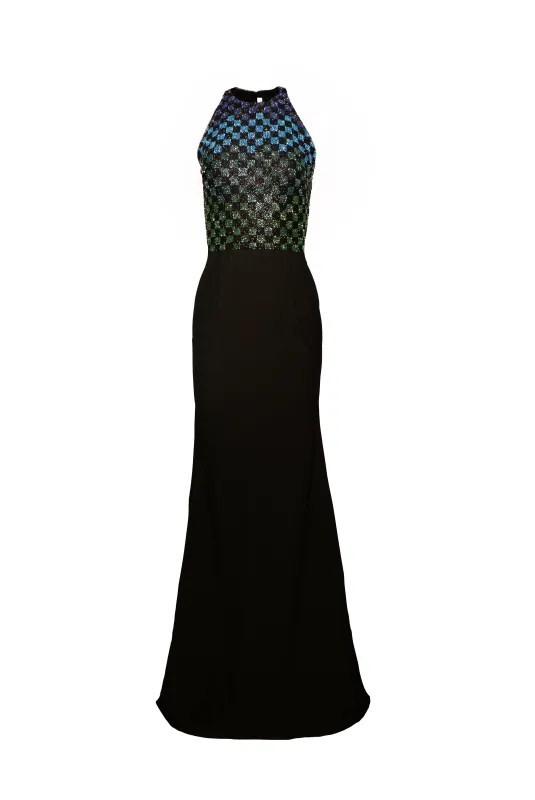 BEADED HALTER TOP WITH COLUMN GOWN sold by Naeem Khan