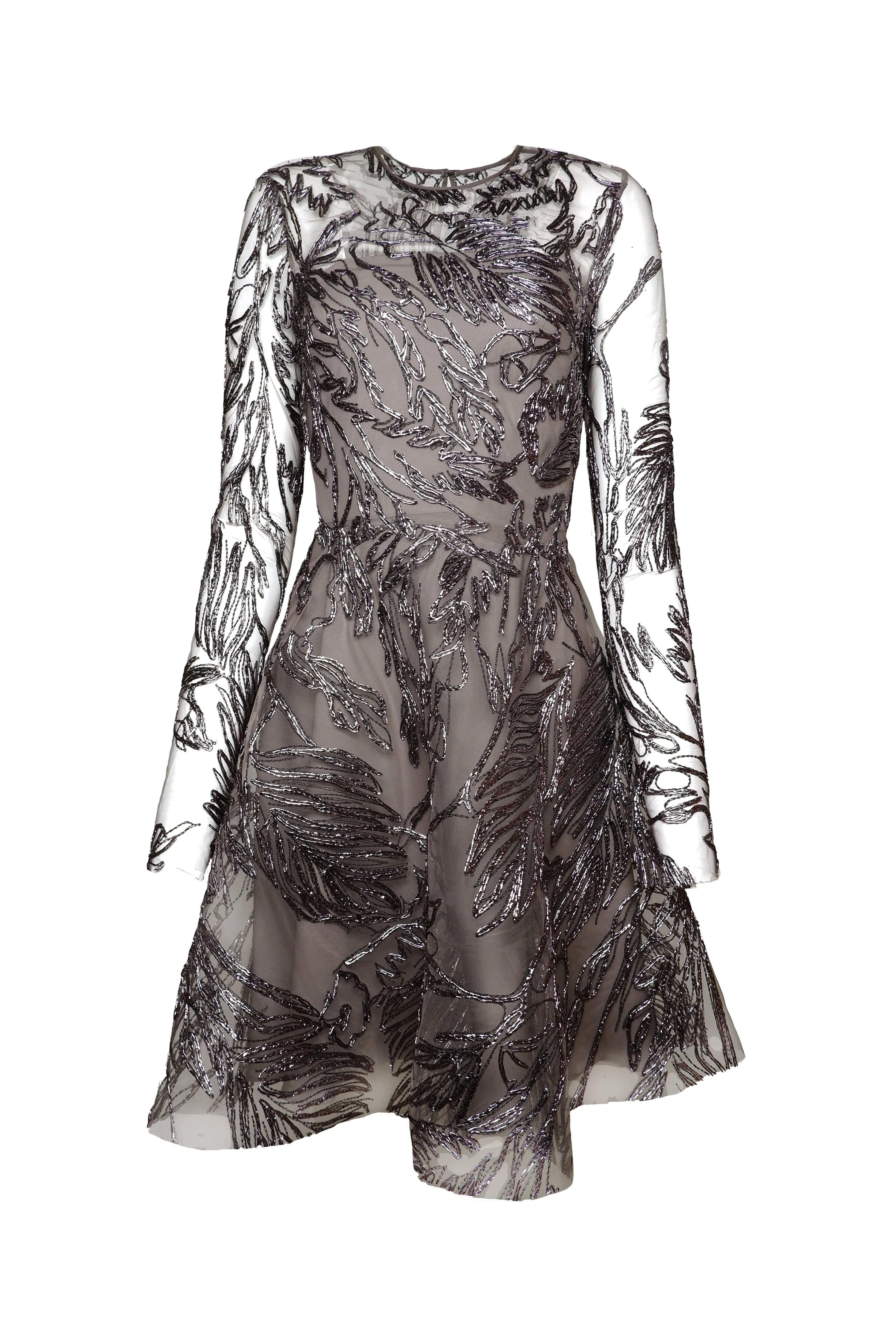 METALLIC RAFFIA JEWEL NECK DRESS WITH LONG SLEEVES sold by Naeem Khan