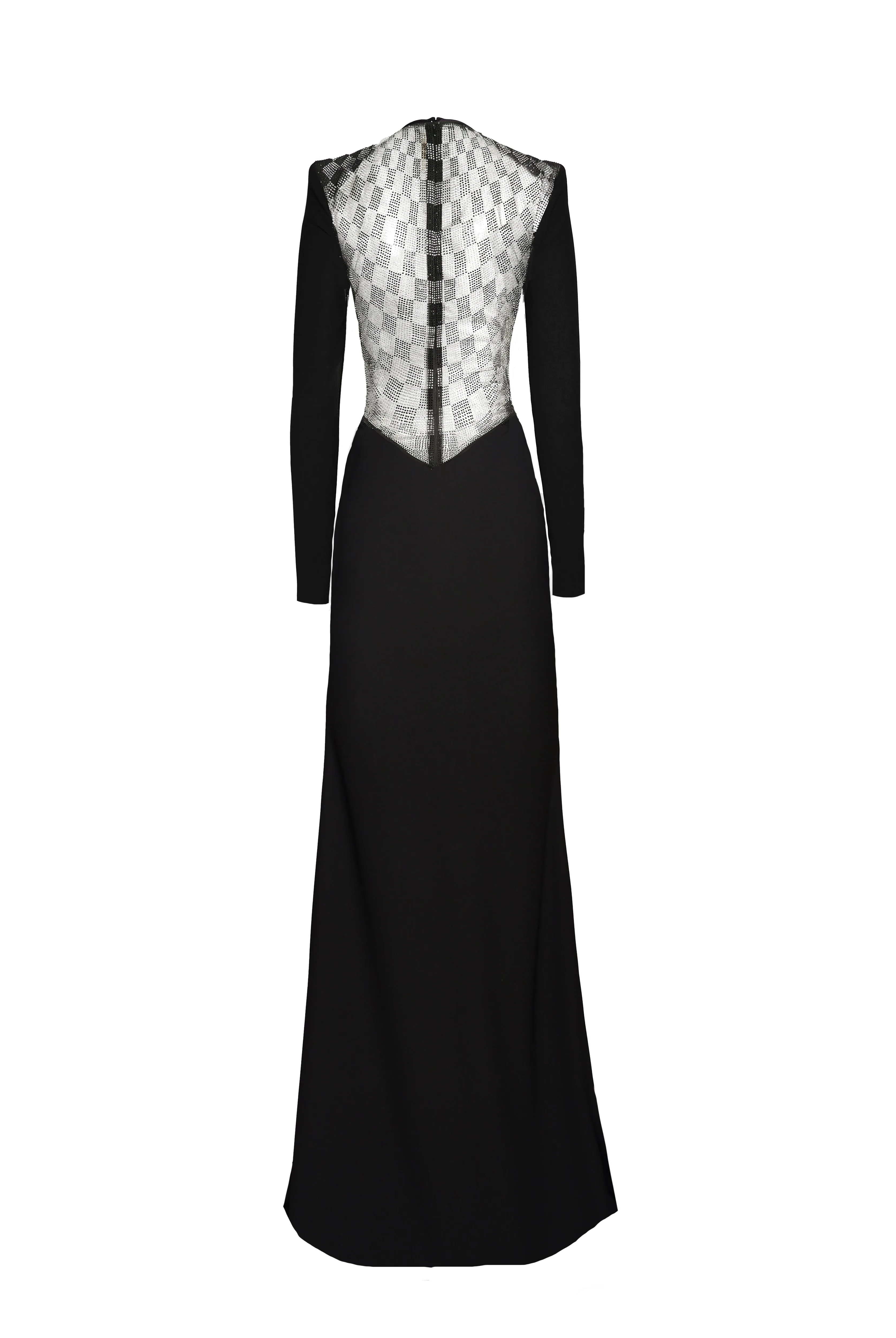 JEWEL NECK GOWN WITH LONG SLEEVES AND BEADED BACK DETAIL sold by Naeem Khan product image thumbnail 2