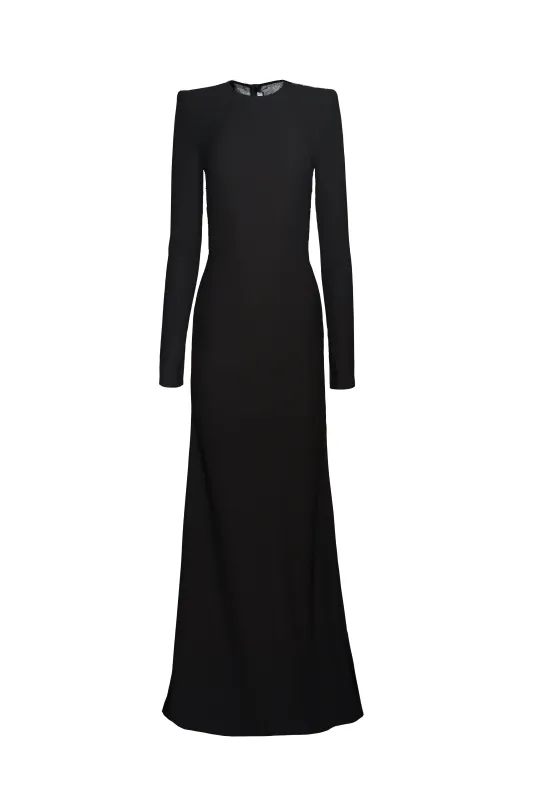 JEWEL NECK GOWN WITH LONG SLEEVES AND BEADED BACK DETAIL sold by Naeem Khan