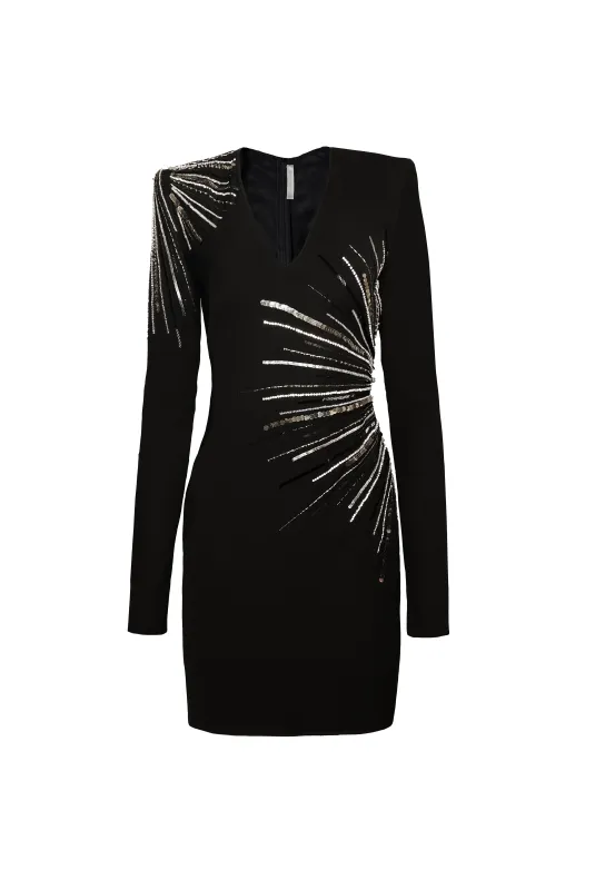 BEADED JEWEL NECK DRESS WITH LONG SLEEVES sold by Naeem Khan