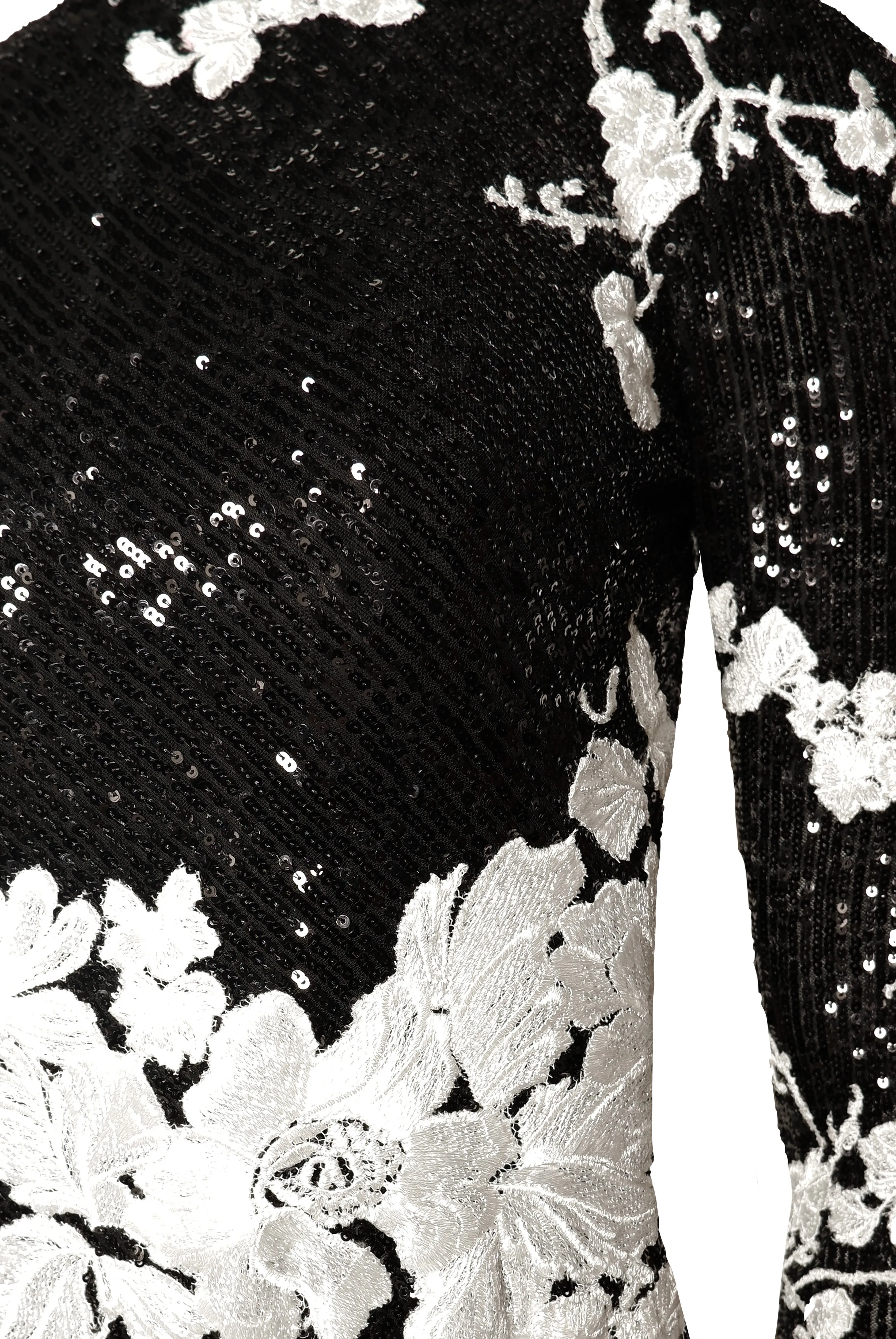 STRETCH SEQUIN JEWEL NECK LONG-SLEEVE GOWN sold by Naeem Khan product image thumbnail 3