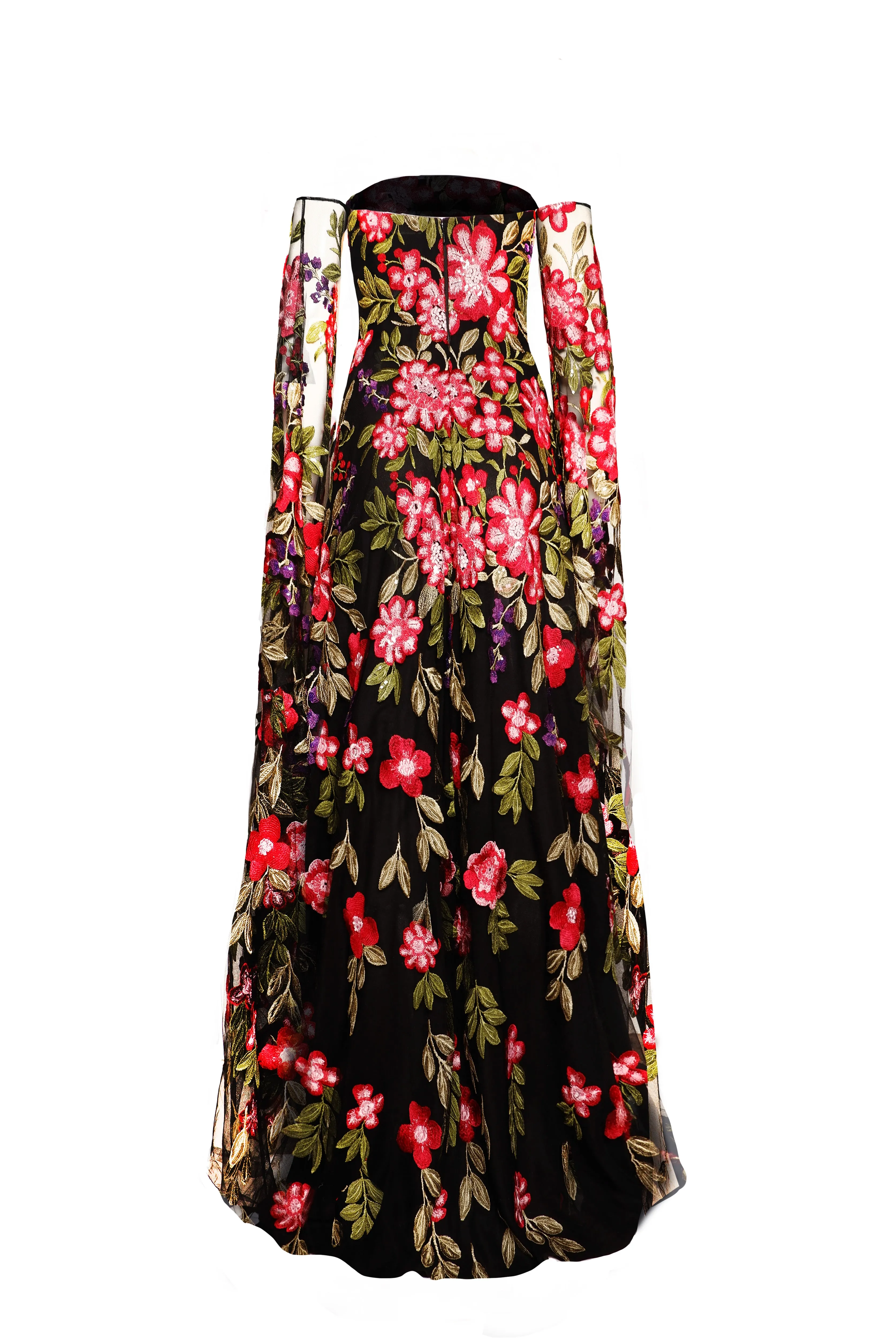 STRAPLESS GOWN WITH CASCADING SLEEVES sold by Naeem Khan product image thumbnail 2