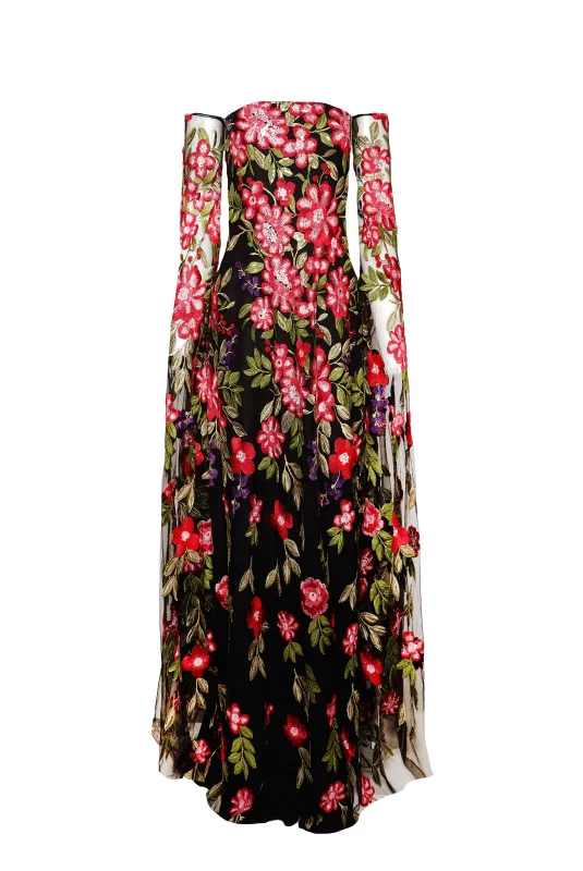 STRAPLESS GOWN WITH CASCADING SLEEVES sold by Naeem Khan