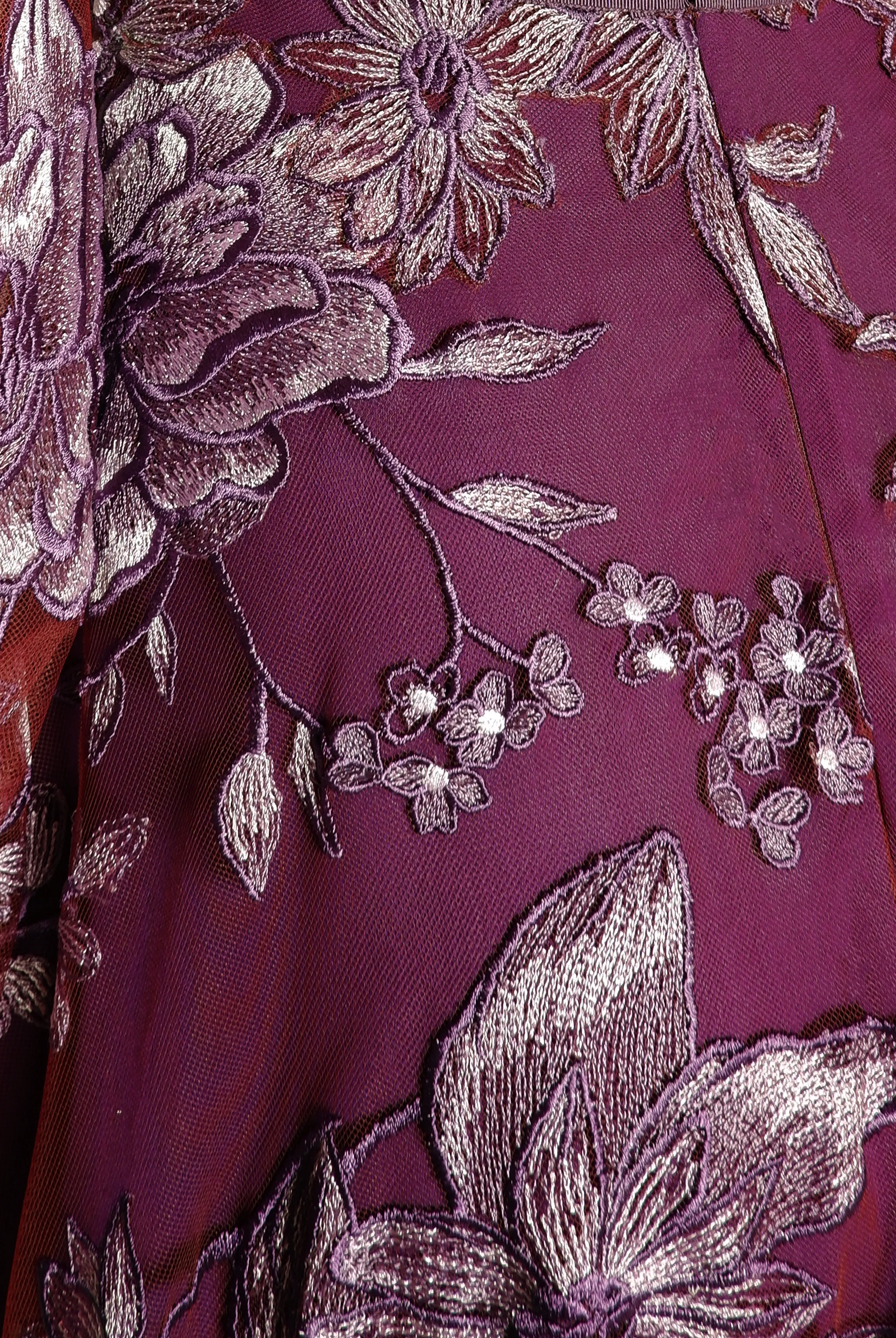 FLORAL JEWEL NECK GOWN WITH FULL SLEEVES sold by Naeem Khan product image thumbnail 3