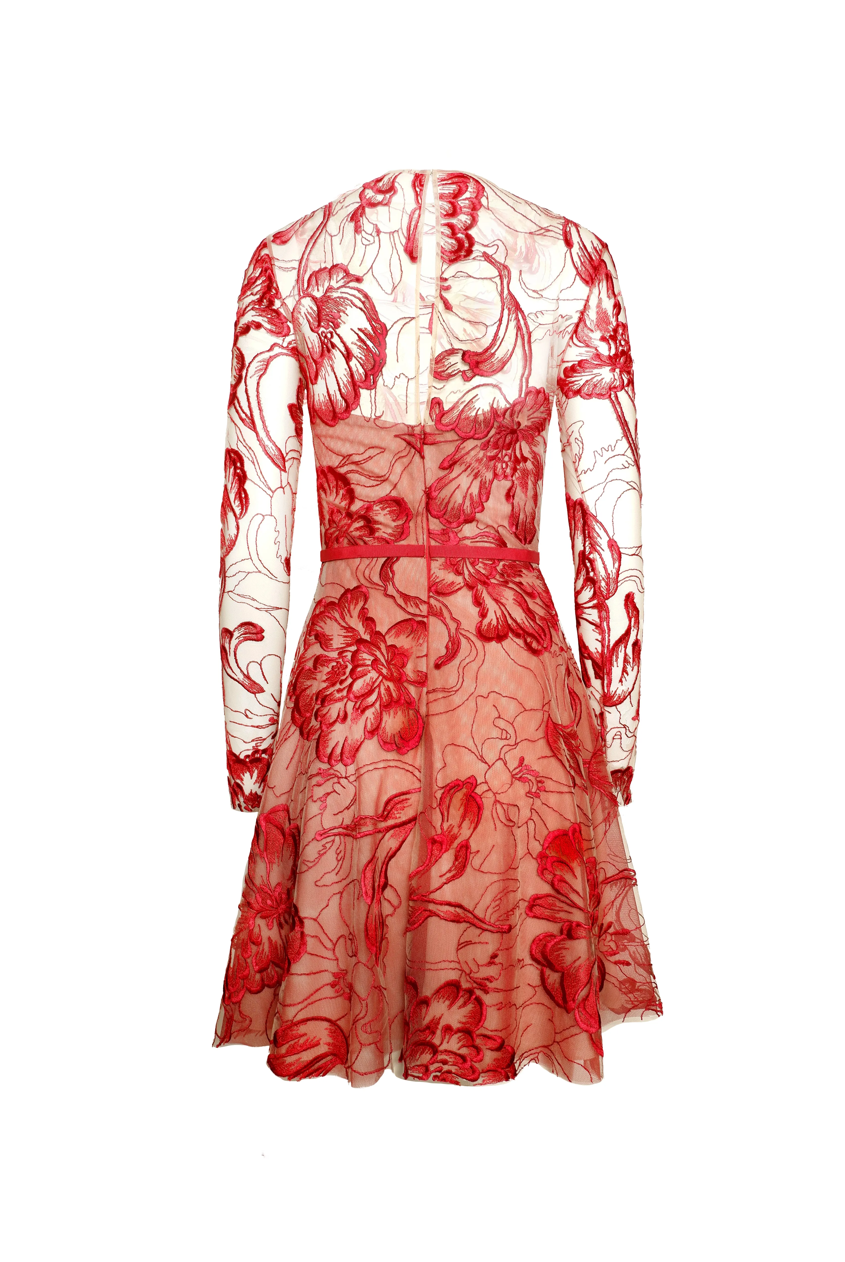 FLORAL JEWEL NECK DRESS WITH LONG SLEEVES sold by Naeem Khan product image thumbnail 2