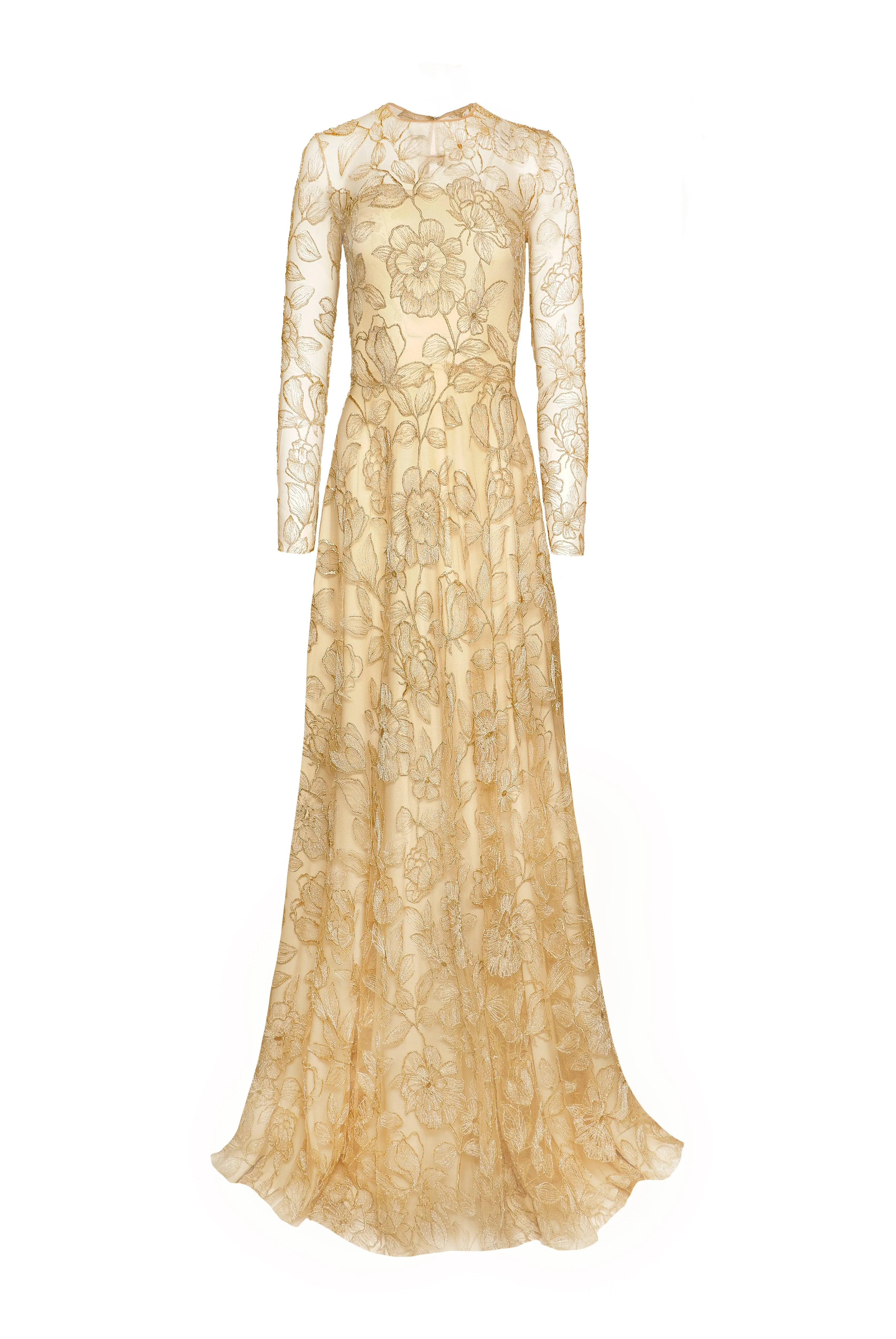 LACE JEWEL NECK FULL SKIRT GOWN sold by Naeem Khan