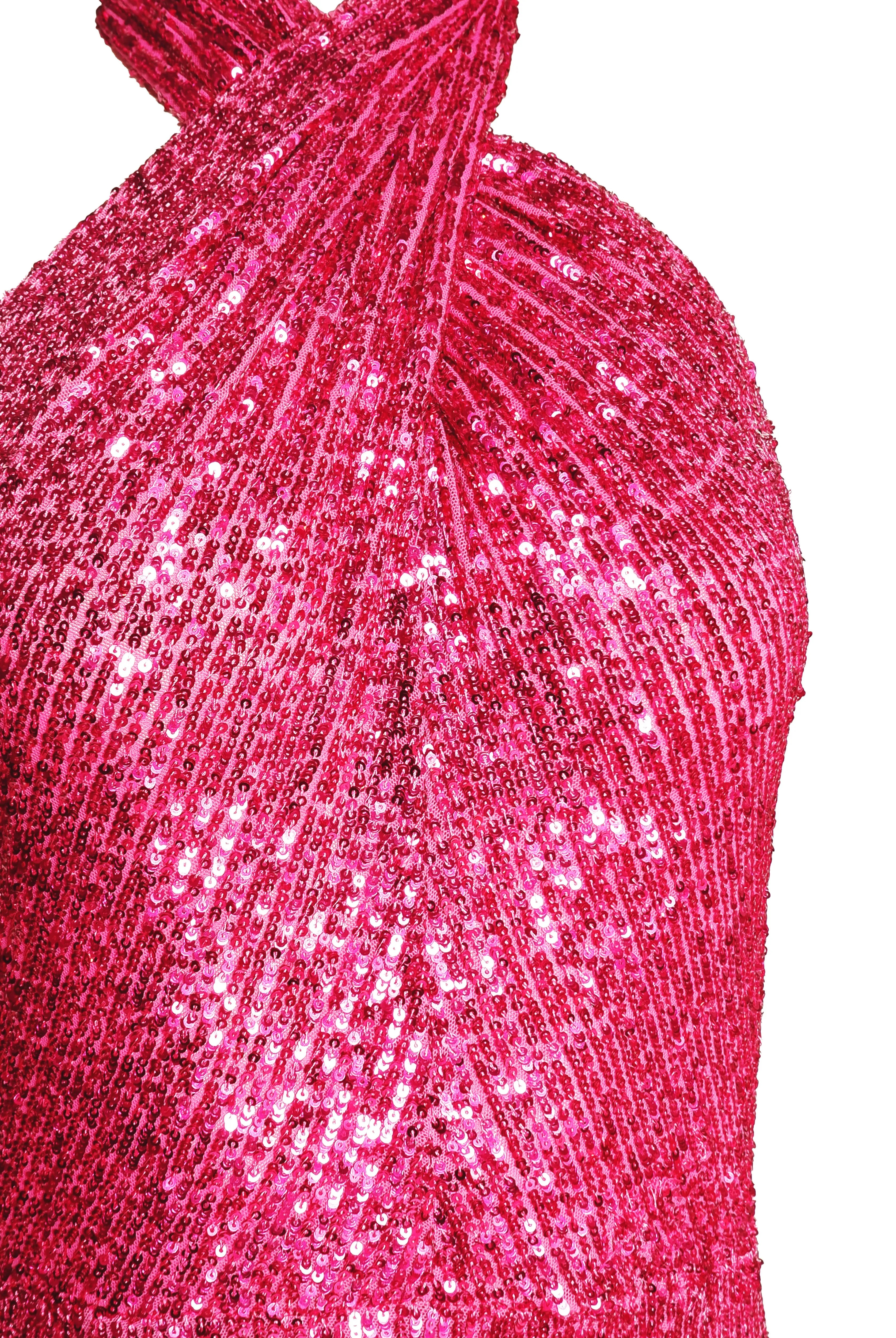 STRETCH SEQUIN CRISS-CROSS NECK GOWN sold by Naeem Khan product image thumbnail 3