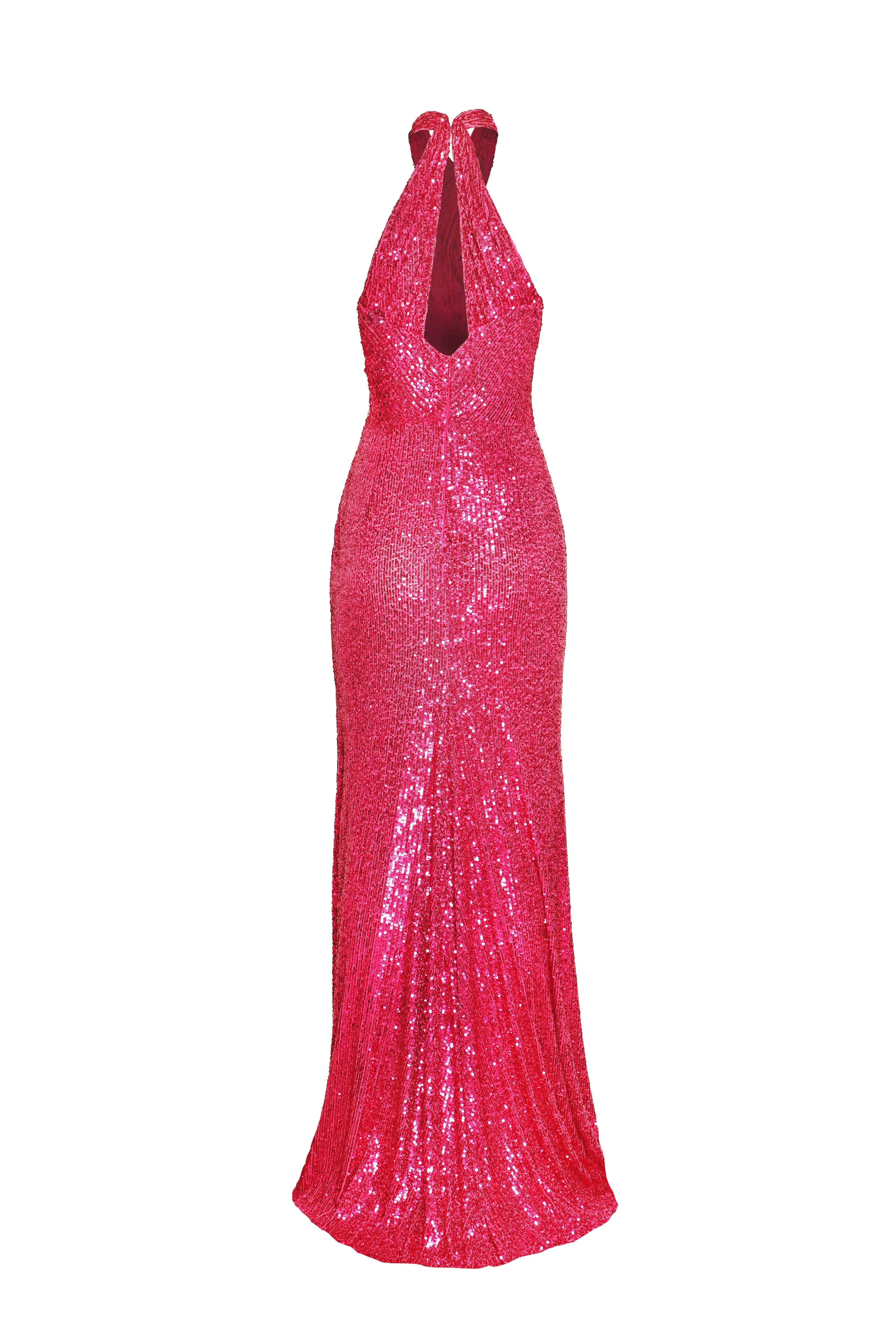 STRETCH SEQUIN CRISS-CROSS NECK GOWN sold by Naeem Khan product image thumbnail 2