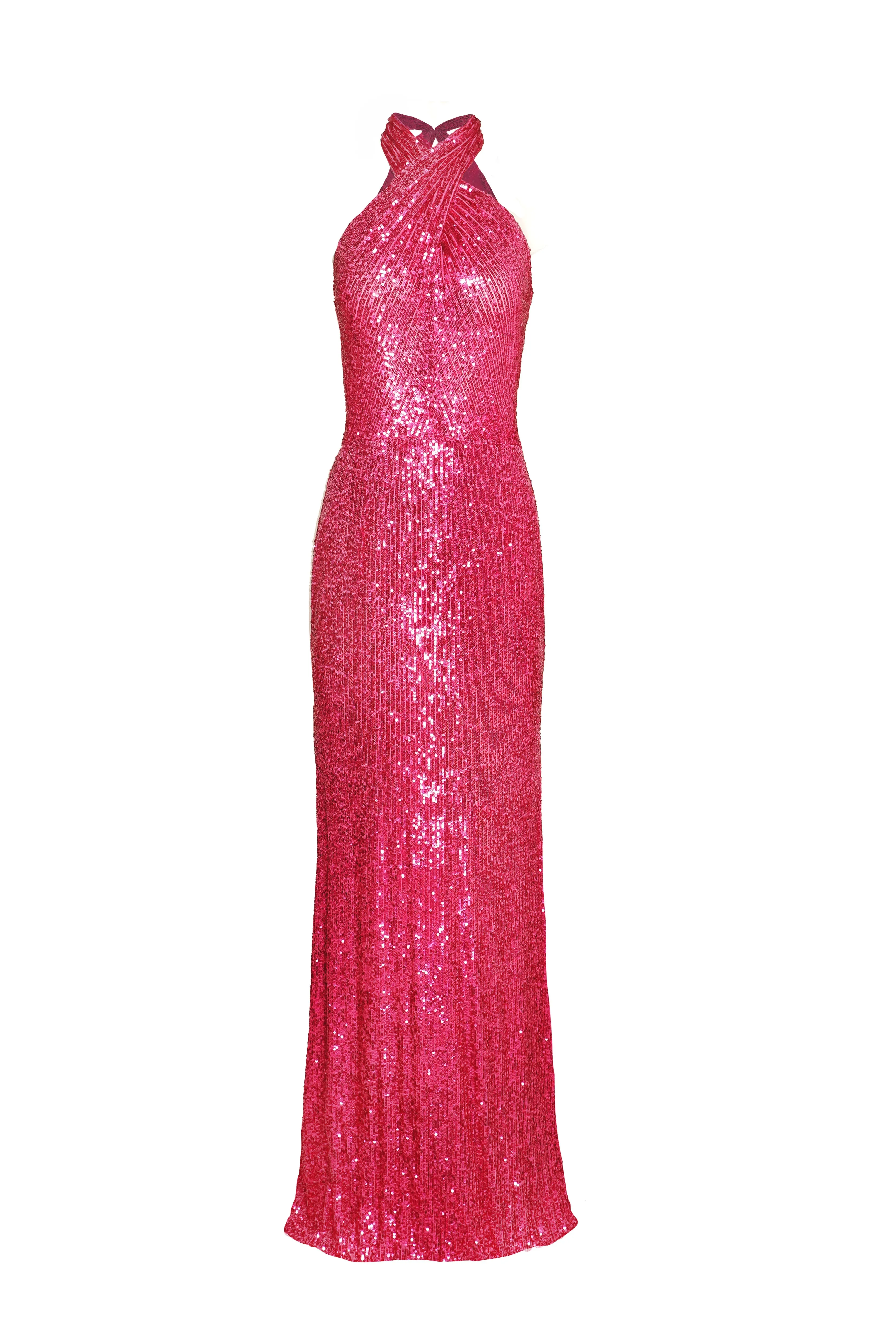STRETCH SEQUIN CRISS-CROSS NECK GOWN sold by Naeem Khan