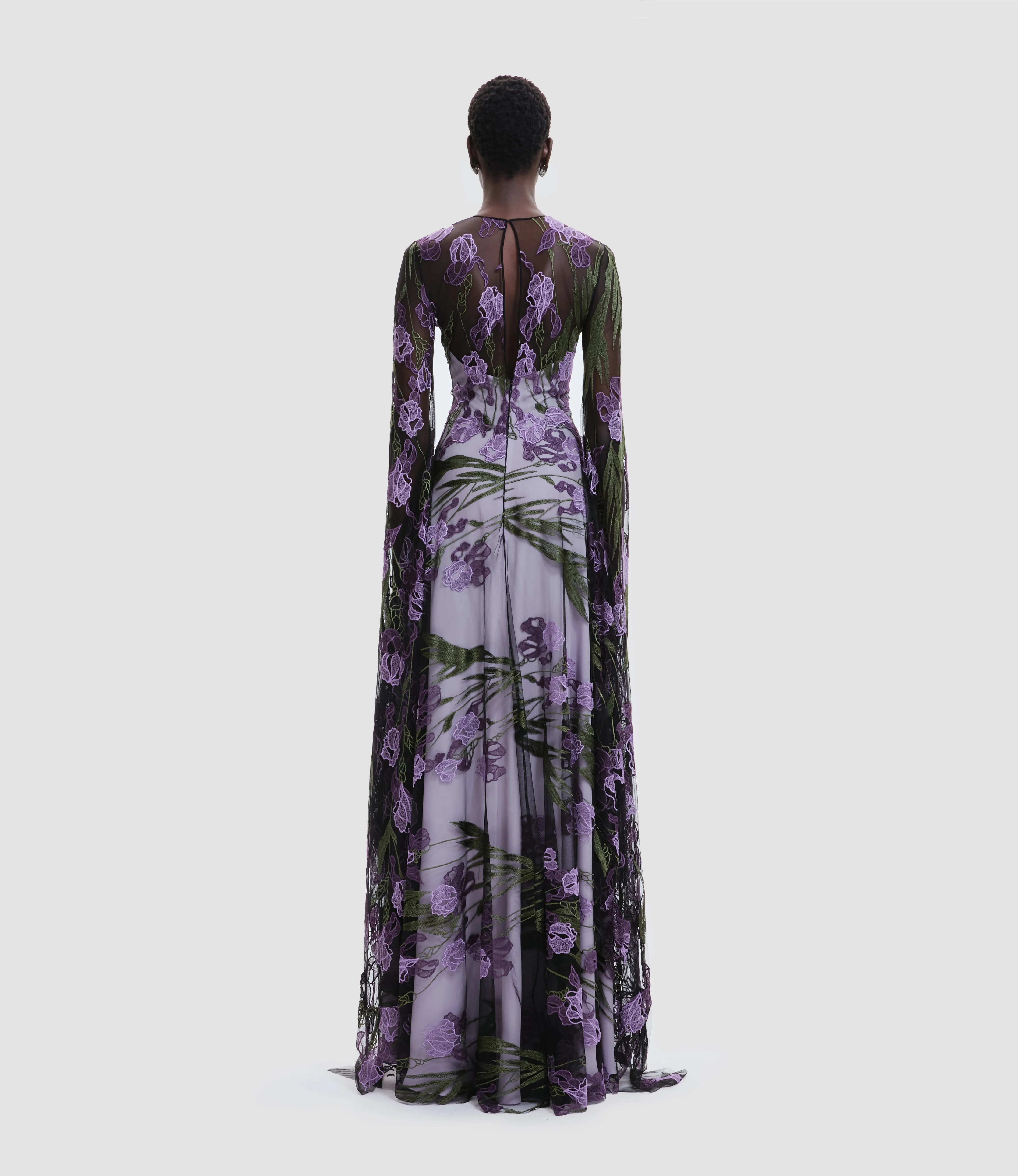 LACE JEWEL NECK GOWN WITH CASCADING SLEEVES sold by Naeem Khan product image thumbnail 2