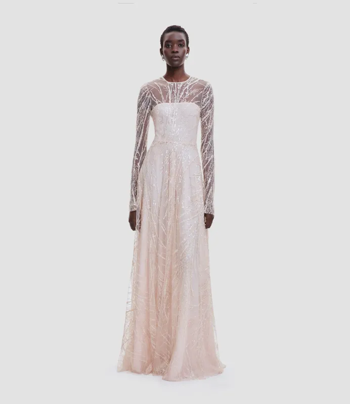 EMBELLISHED GOWN WITH LONG SLEEVES sold by Naeem Khan