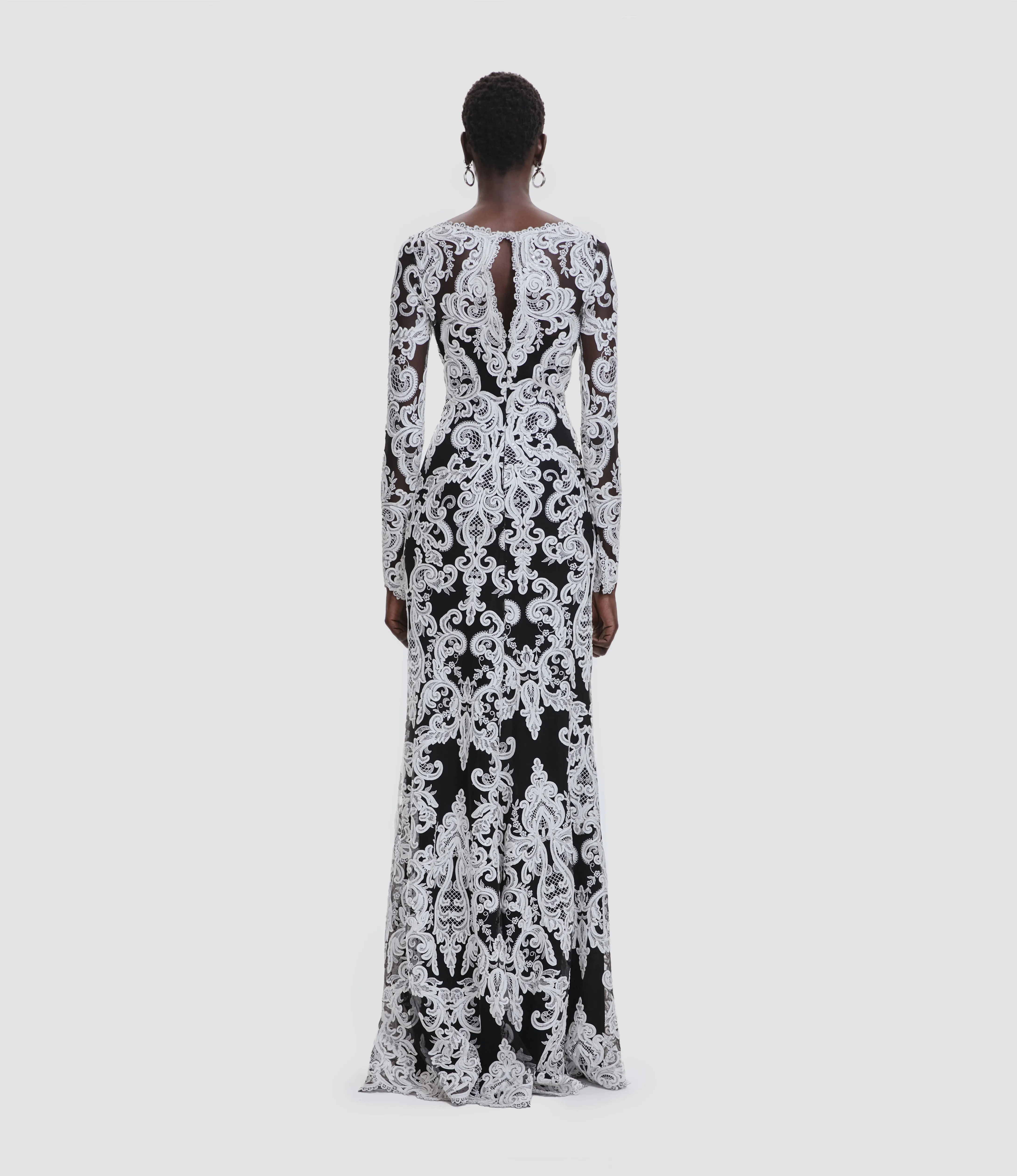 LACE BOAT NECK FIT-AND-FLARE GOWN sold by Naeem Khan product image thumbnail 2