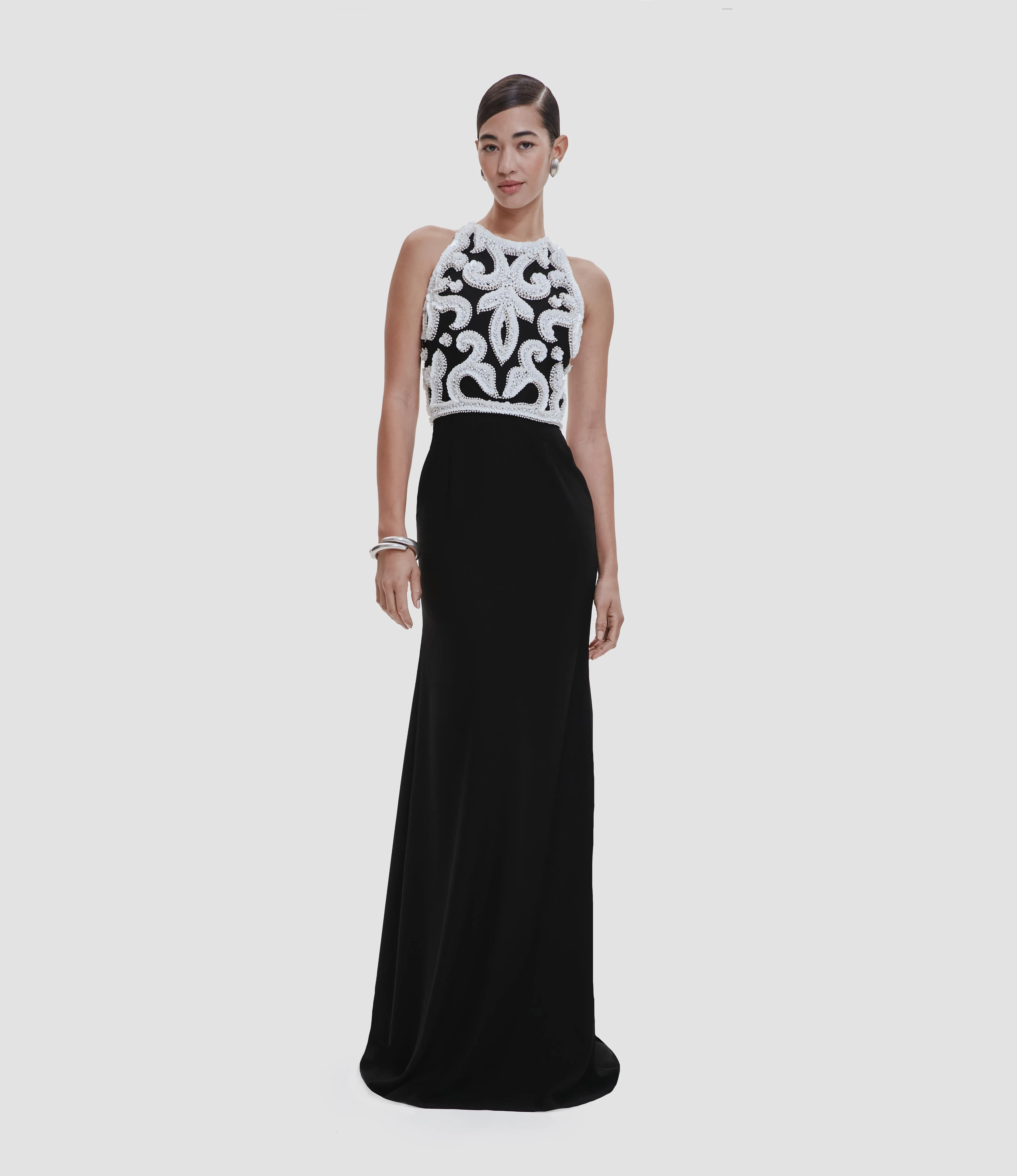 EMBELLISHED BODICE SLEEVELESS COLUMN GOWN sold by Naeem Khan