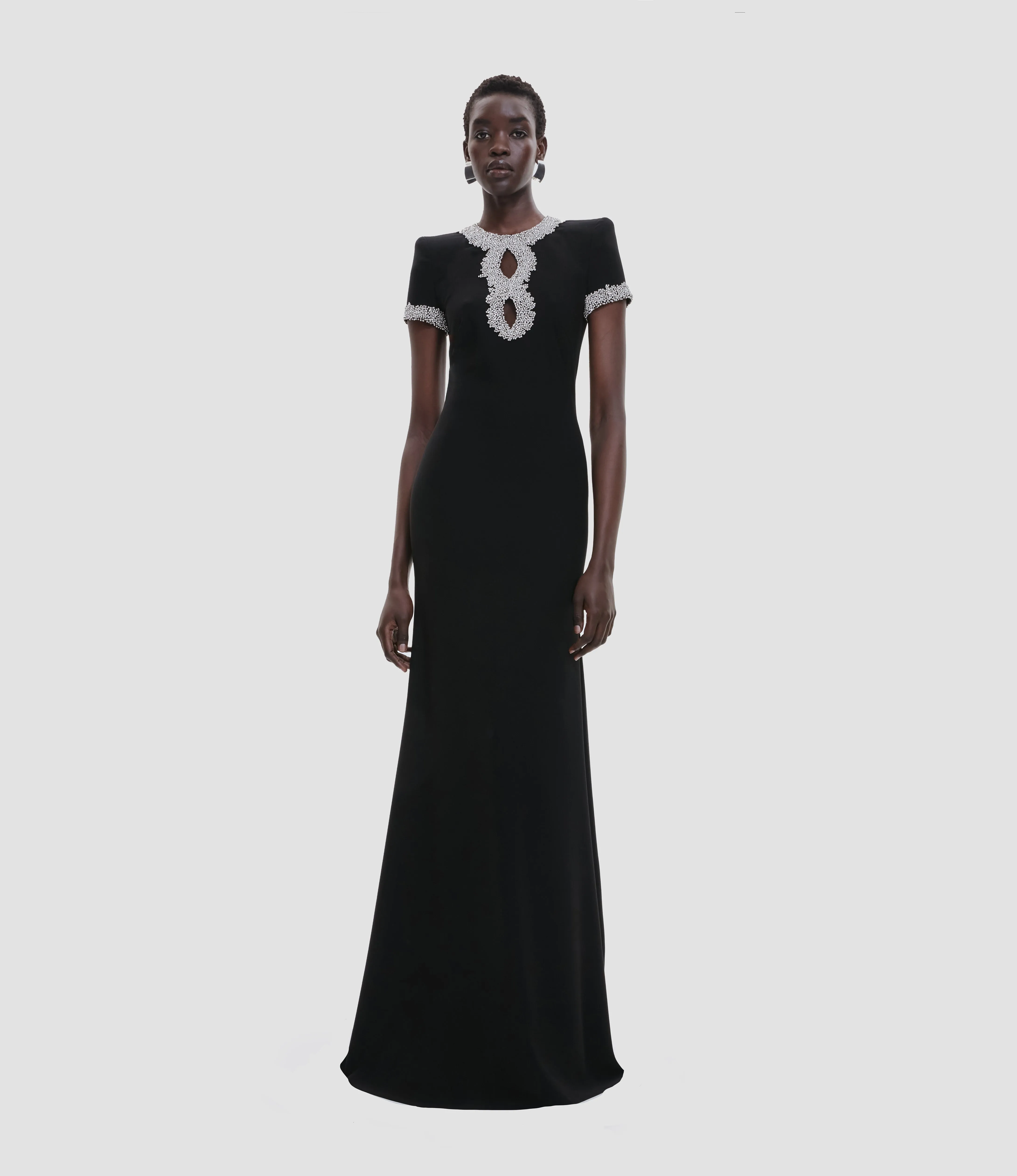 EMBELLISHED NECKLINE FIT-AND-FLARE GOWN WITH CAP SLEEVES sold by Naeem Khan