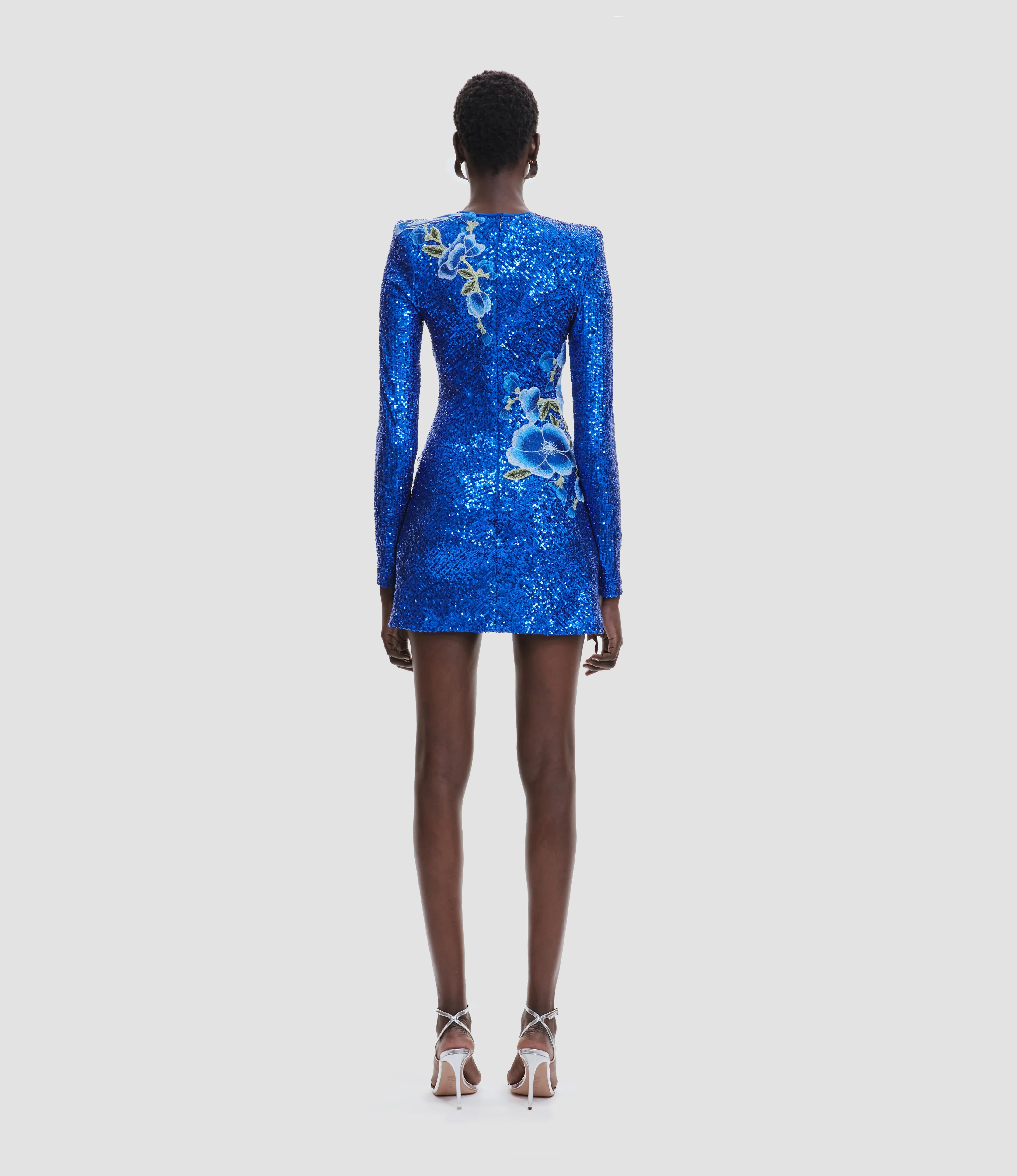 STRETCH SEQUIN JEWEL NECK DRESS WITH FLORAL APPLIQUE sold by Naeem Khan product image thumbnail 2