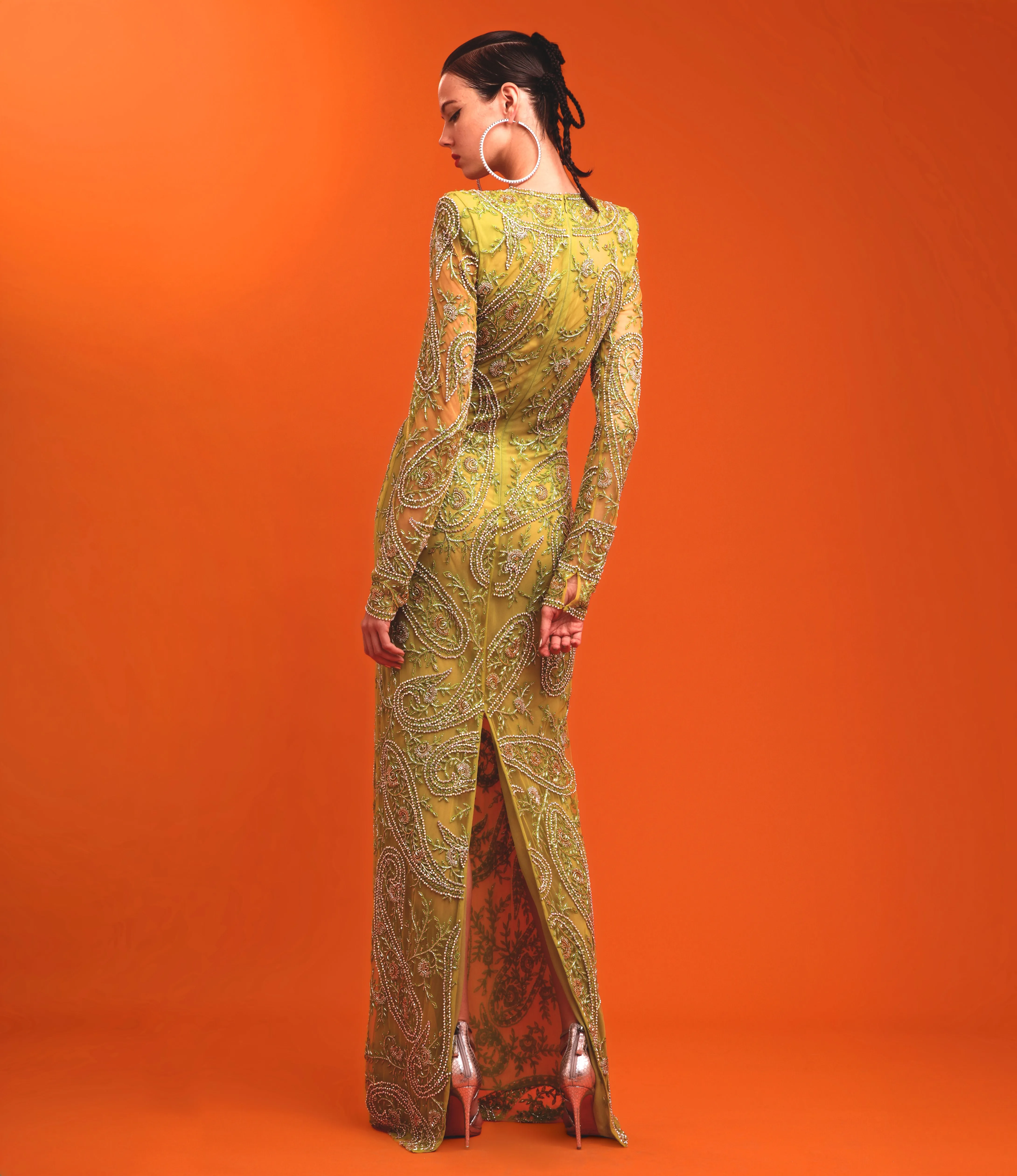 BEADED PAISLEY COLUMN GOWN WITH KEYHOLE DETAIL sold by Naeem Khan product image thumbnail 2