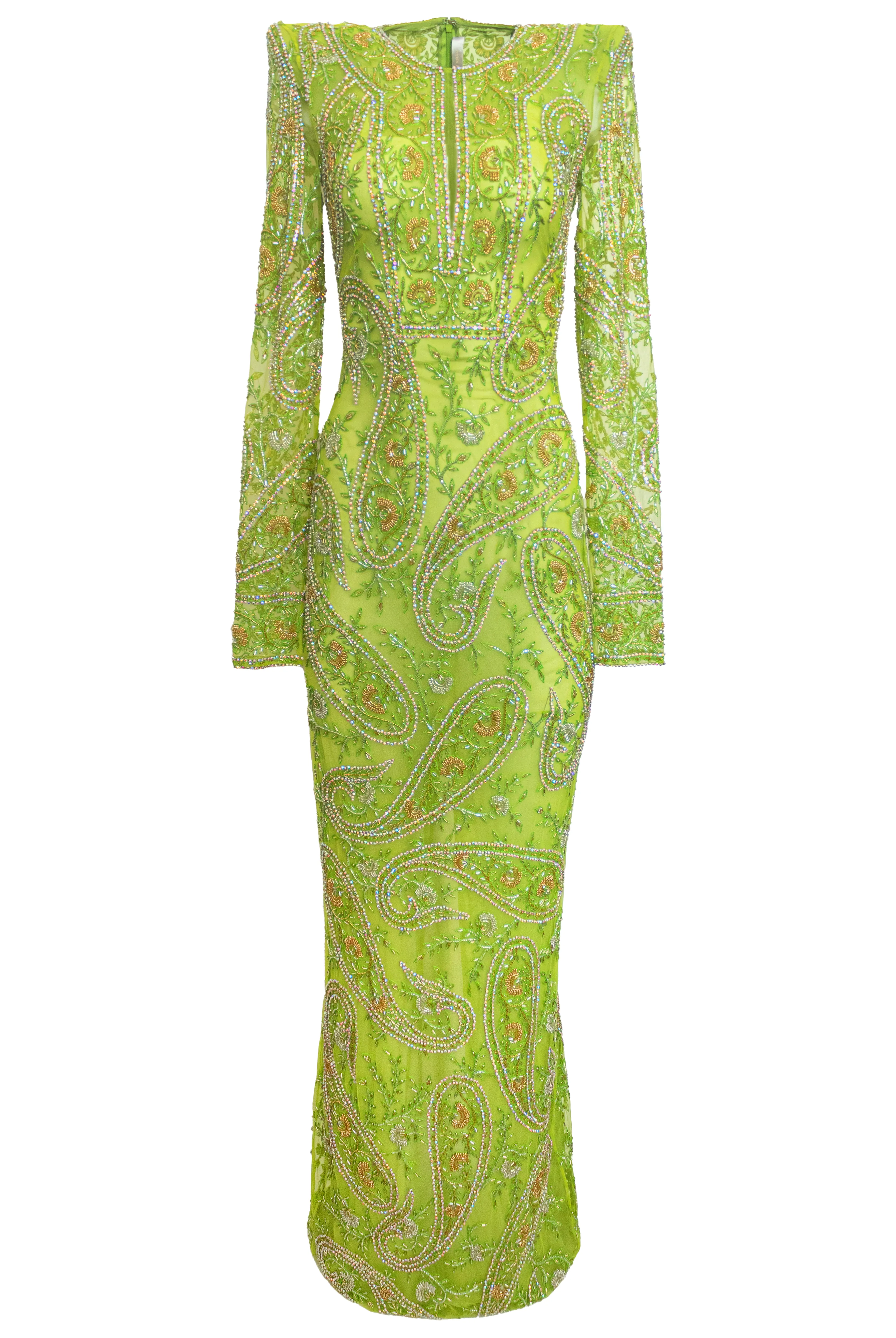 BEADED PAISLEY COLUMN GOWN WITH KEYHOLE DETAIL sold by Naeem Khan product image thumbnail 3