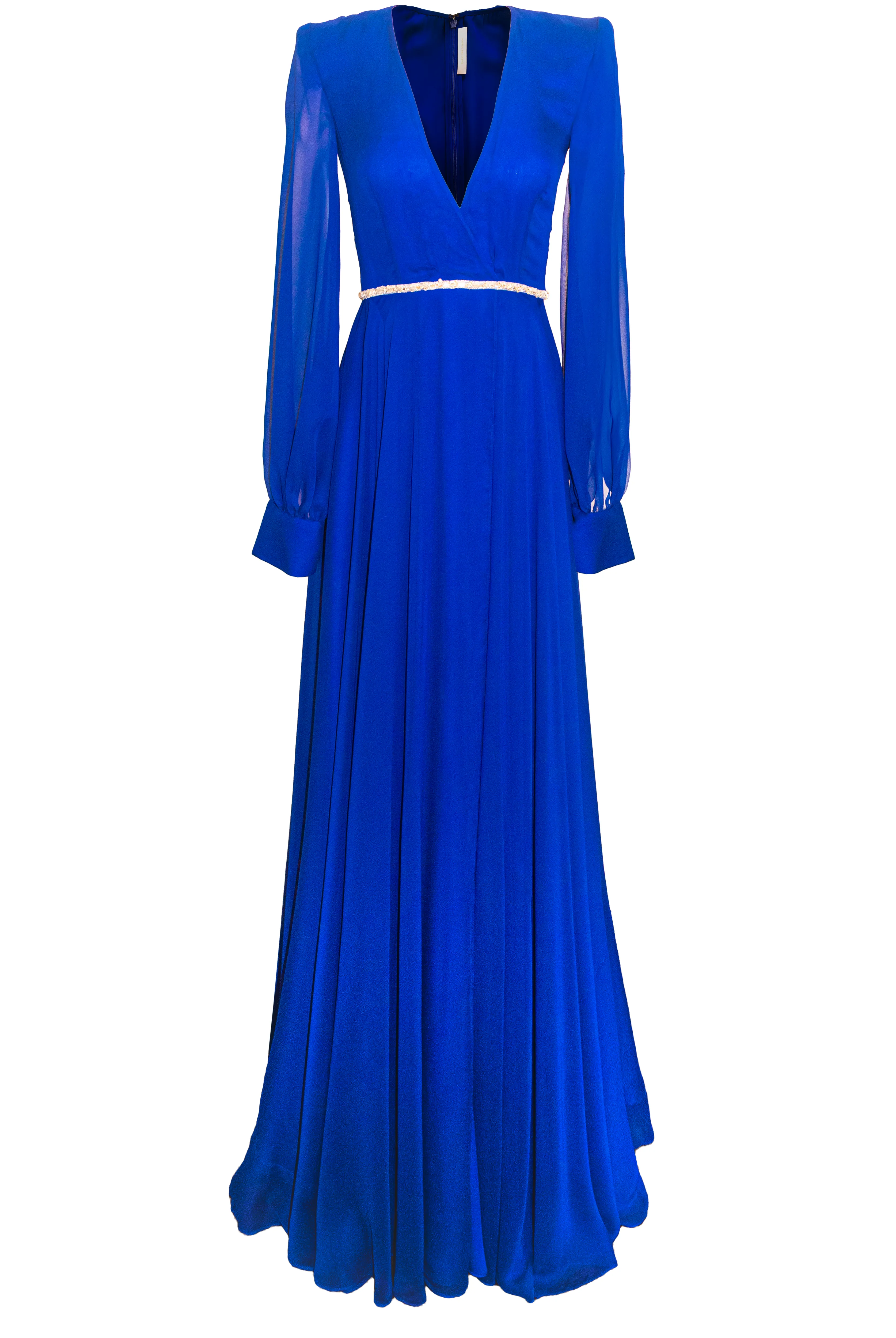 V-NECK CHIFFON GOWN WITH CRYSTAL DETAIL sold by Naeem Khan product image thumbnail 3