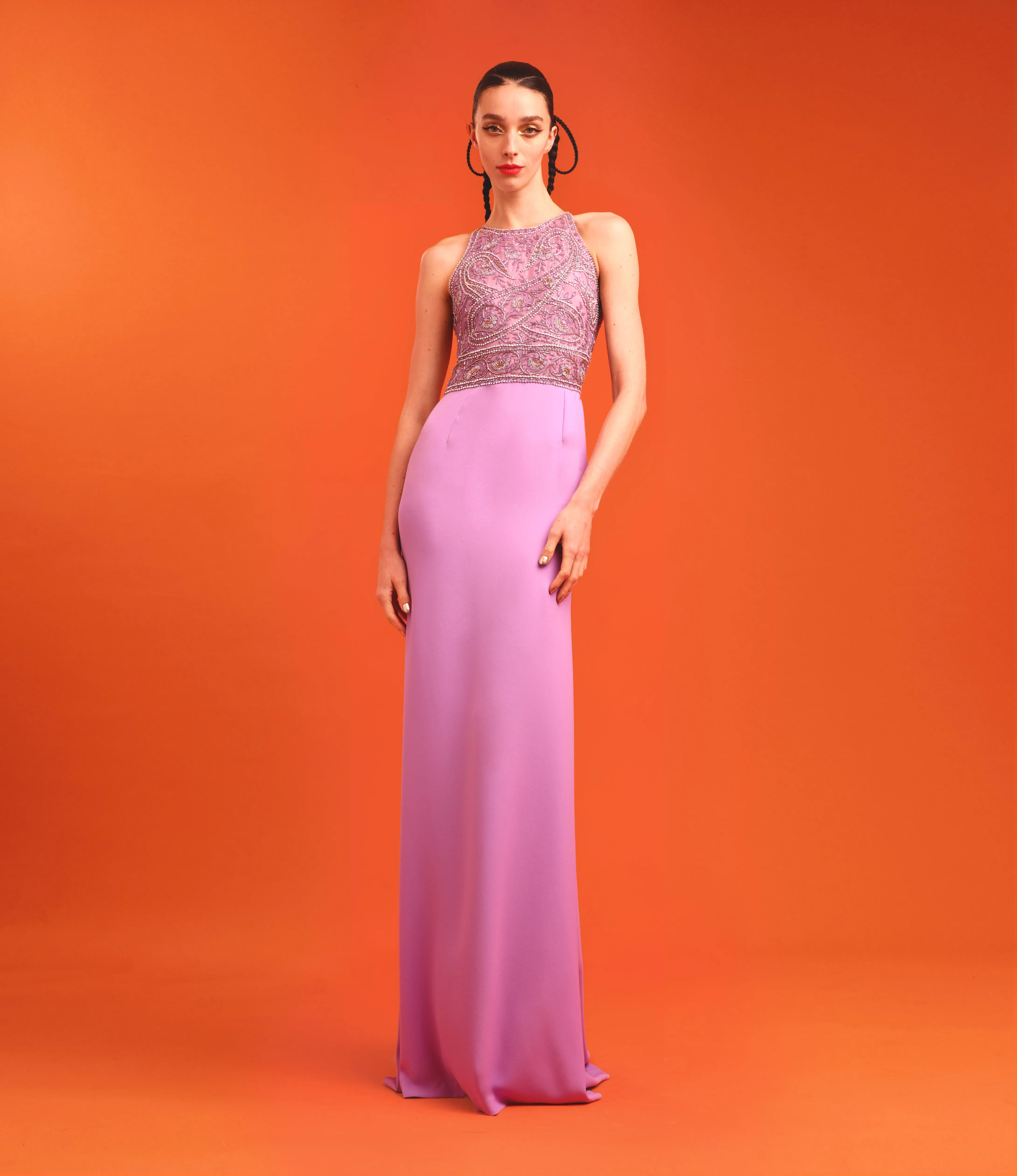 BEADED HALTER GOWN WITH CREPE SKIRT sold by Naeem Khan