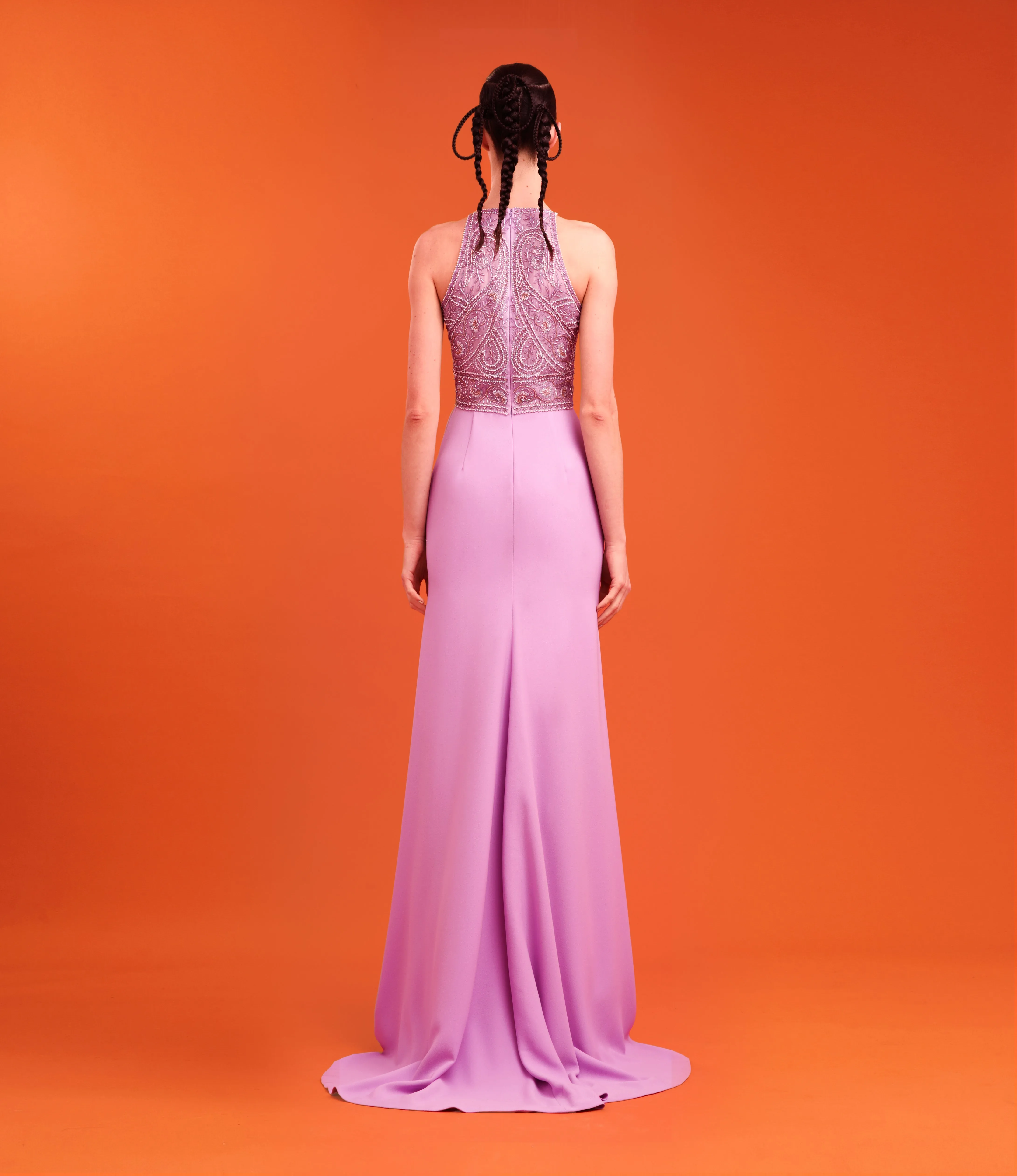 BEADED HALTER GOWN WITH CREPE SKIRT sold by Naeem Khan product image thumbnail 2