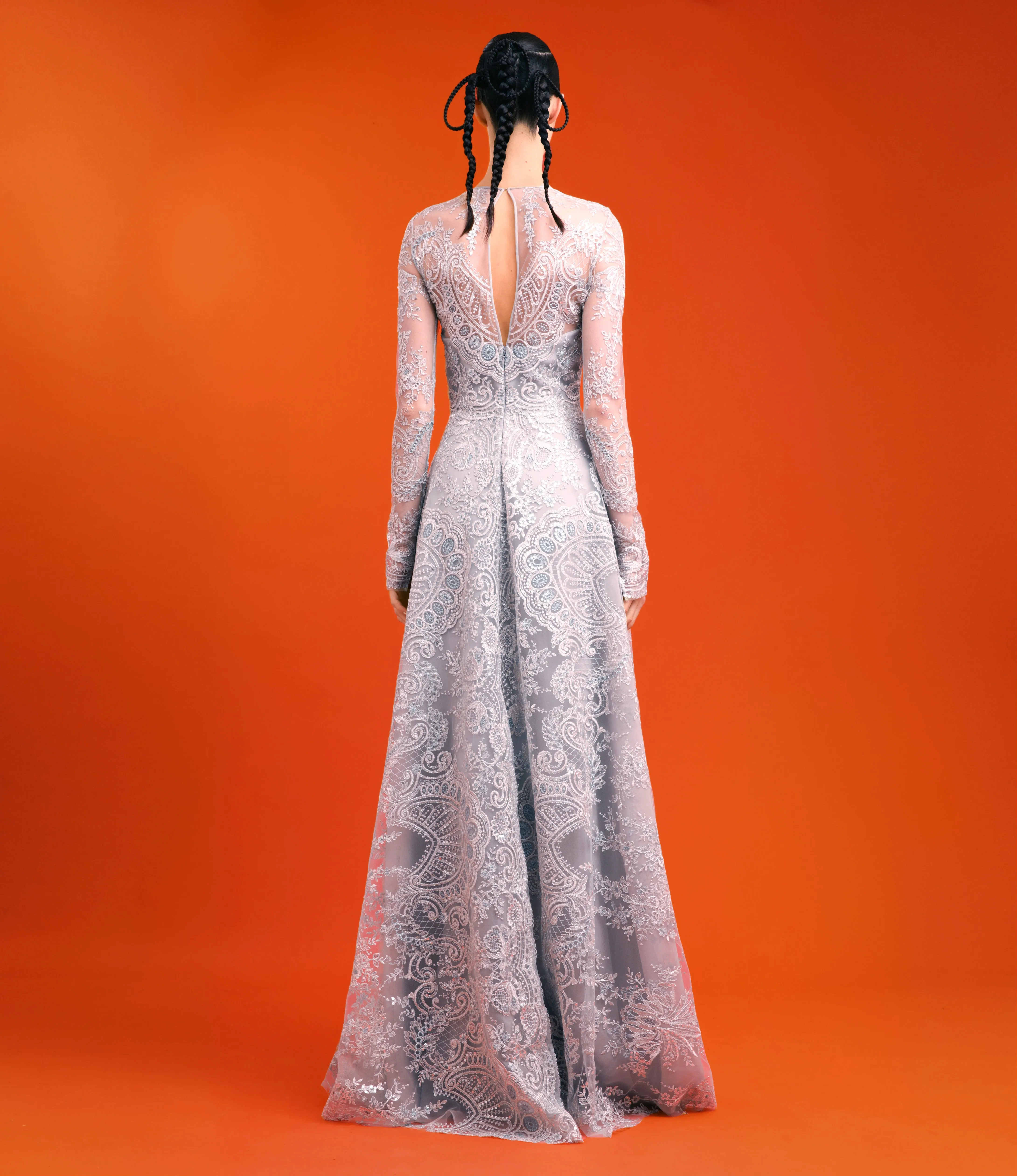 CHANDELIER LACE LONG SLEEVE GOWN sold by Naeem Khan product image thumbnail 2