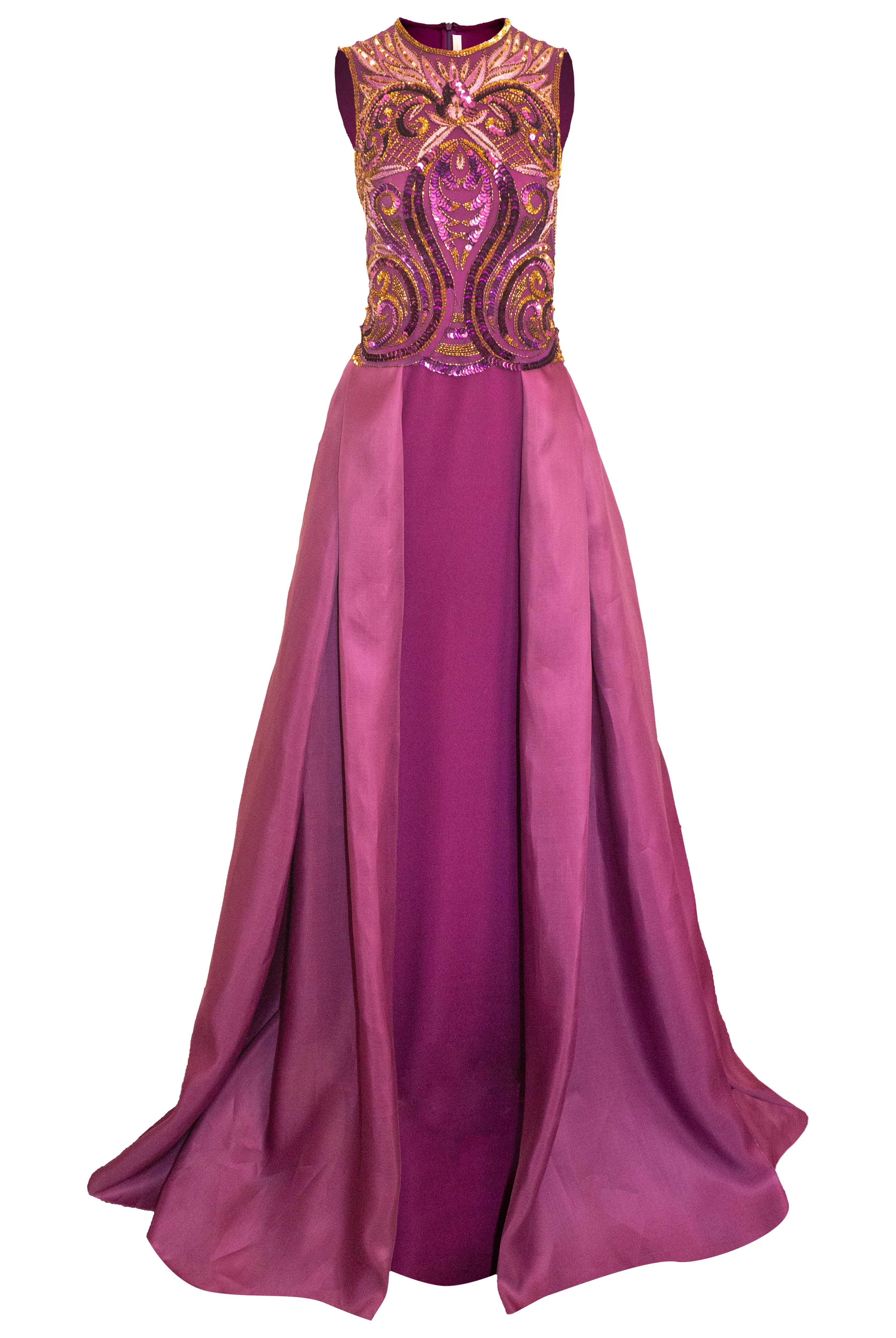 JEWEL NECK EMBELLISHED CREPE COLUMN GOWN sold by Naeem Khan product image thumbnail 3
